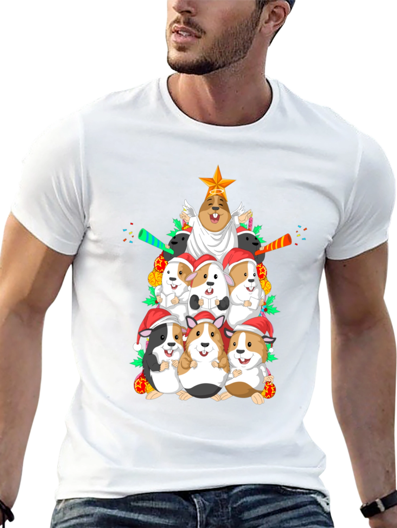 Festive Guinea Pig Christmas Tree T-Shirt