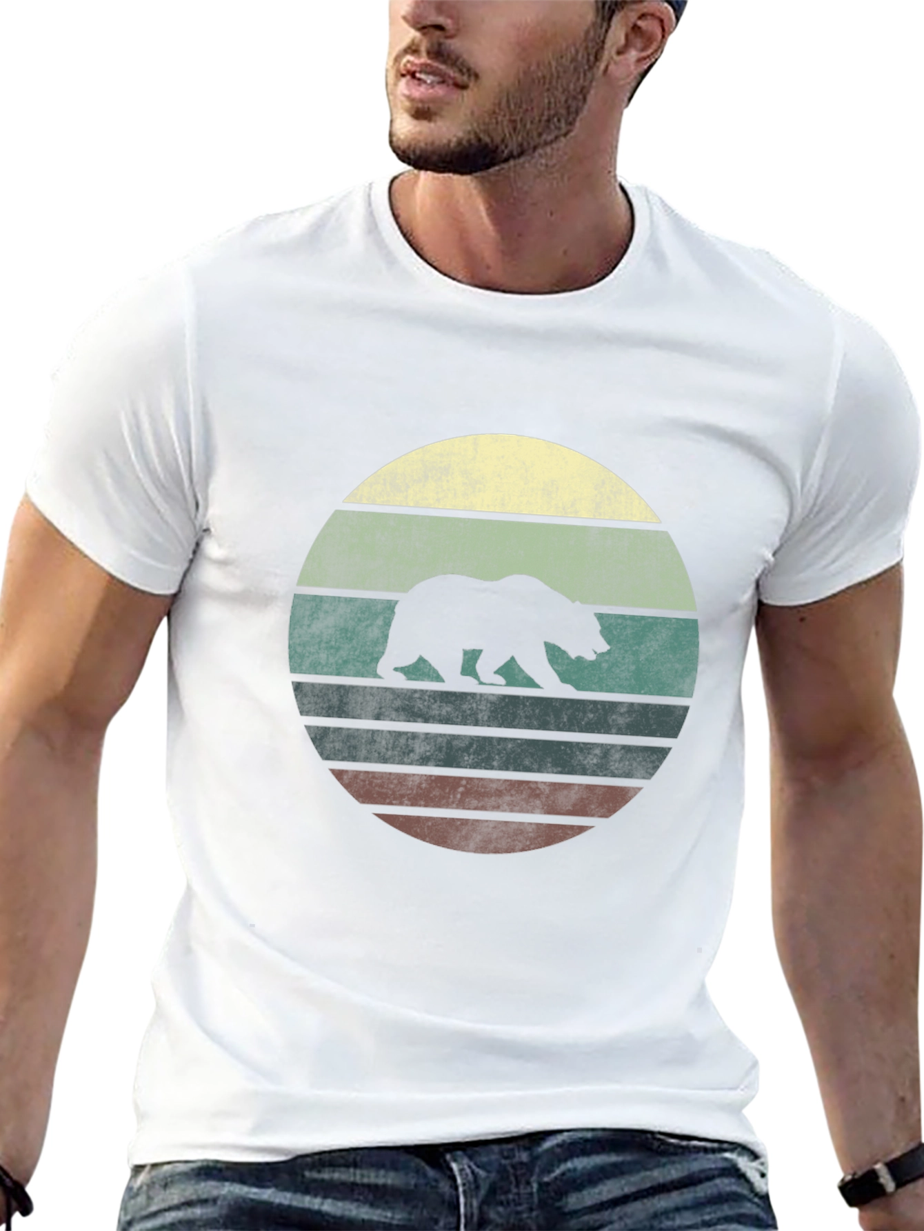 Retro Bear Graphic Tee - Black