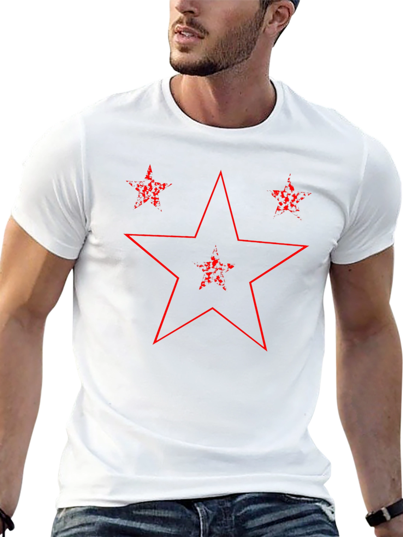 Distressed Star Graphic Tee - Black
