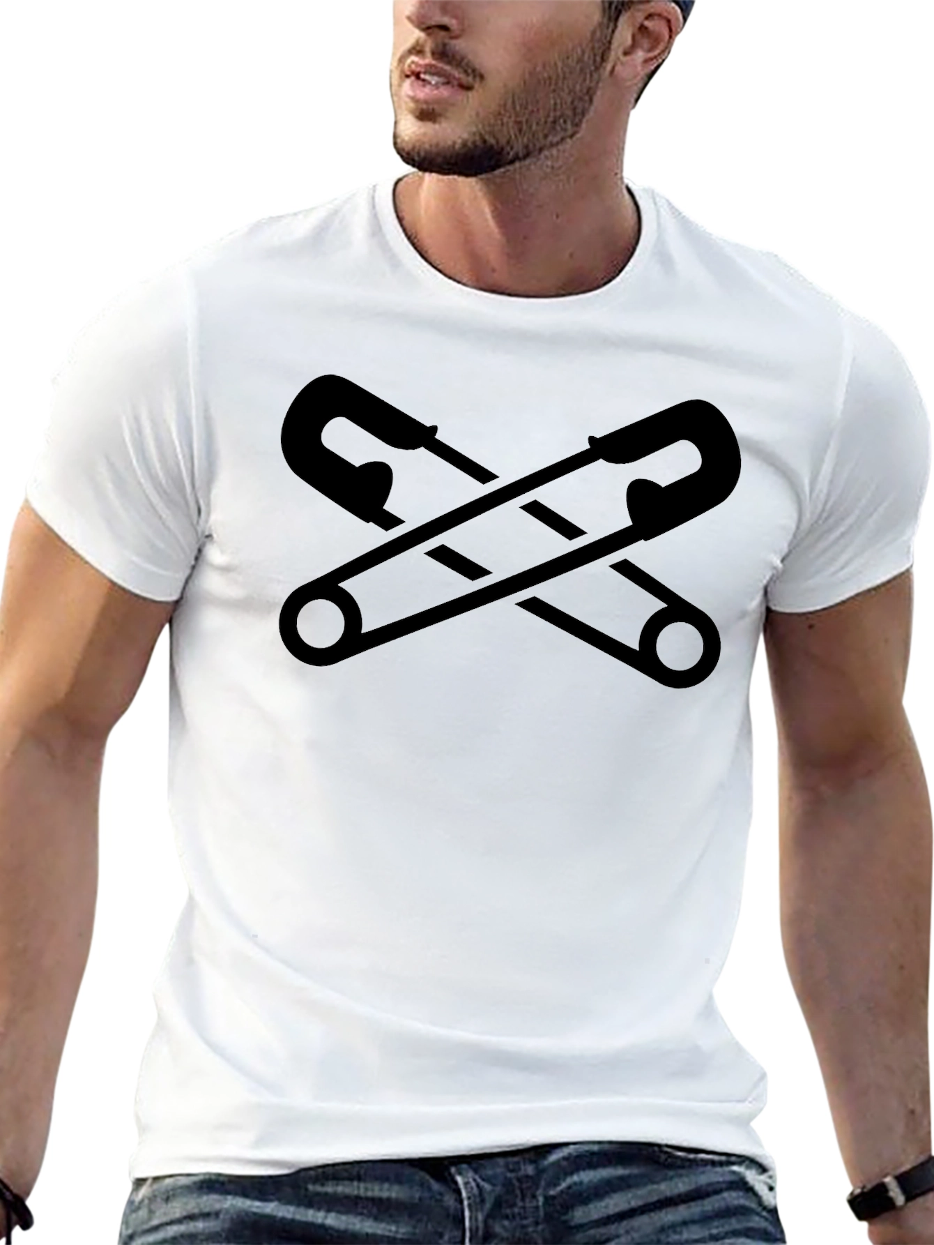 Safety Pins Graphic Black T-Shirt
