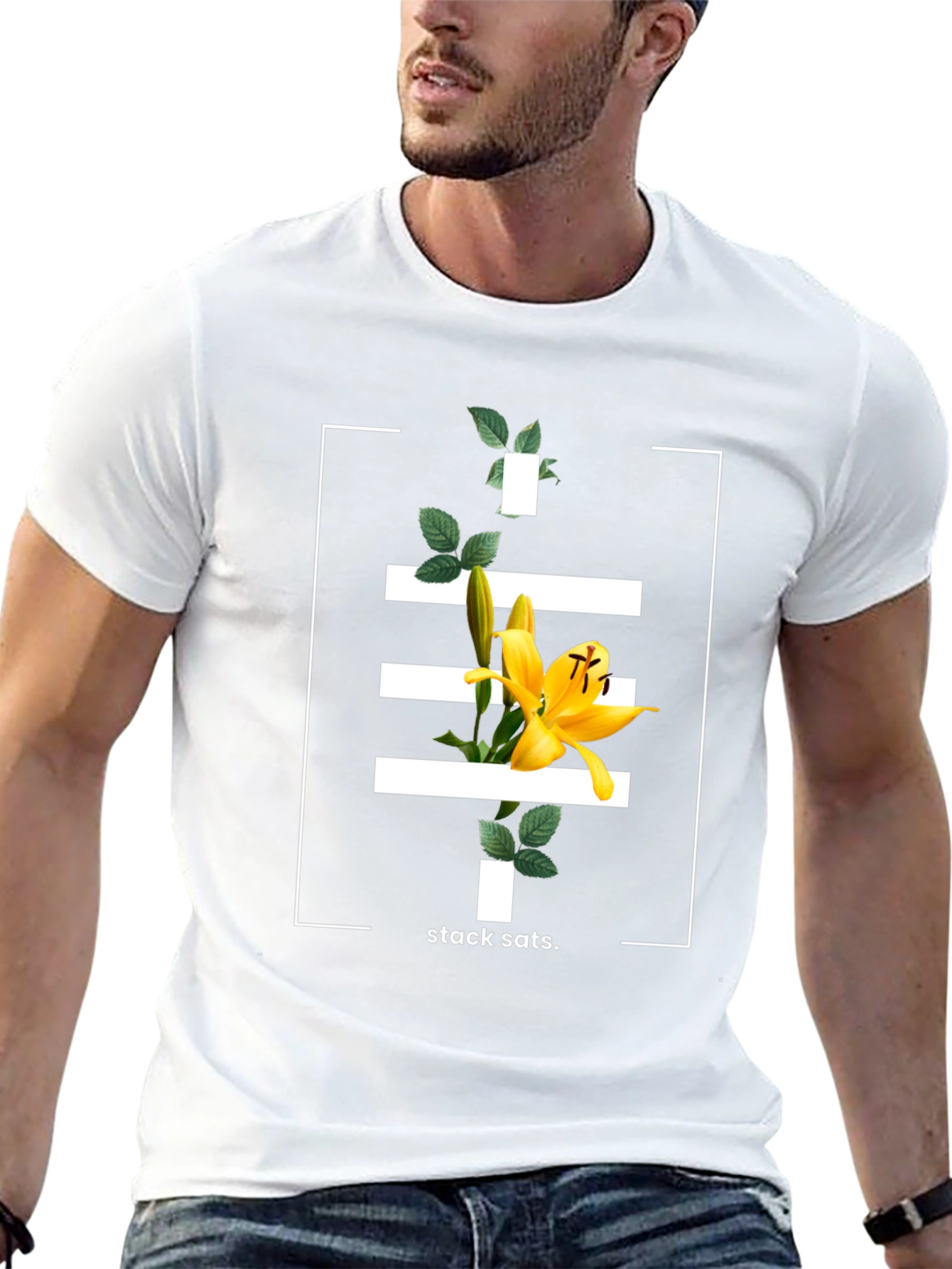 Floral Stacked Graphic T-Shirt - Modern Design