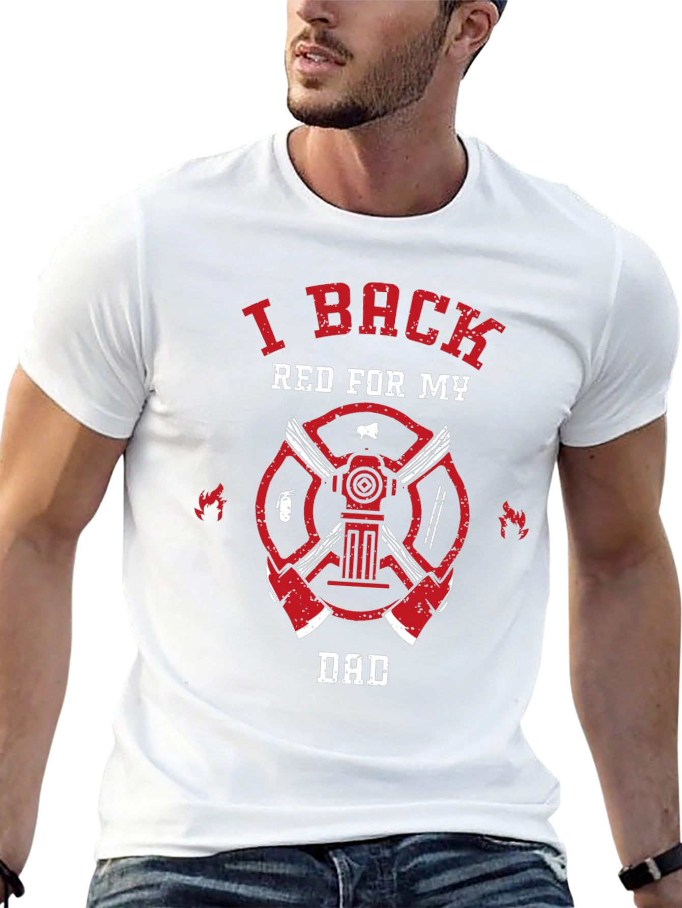 I Back Red For My Dad Firefighter T-Shirt