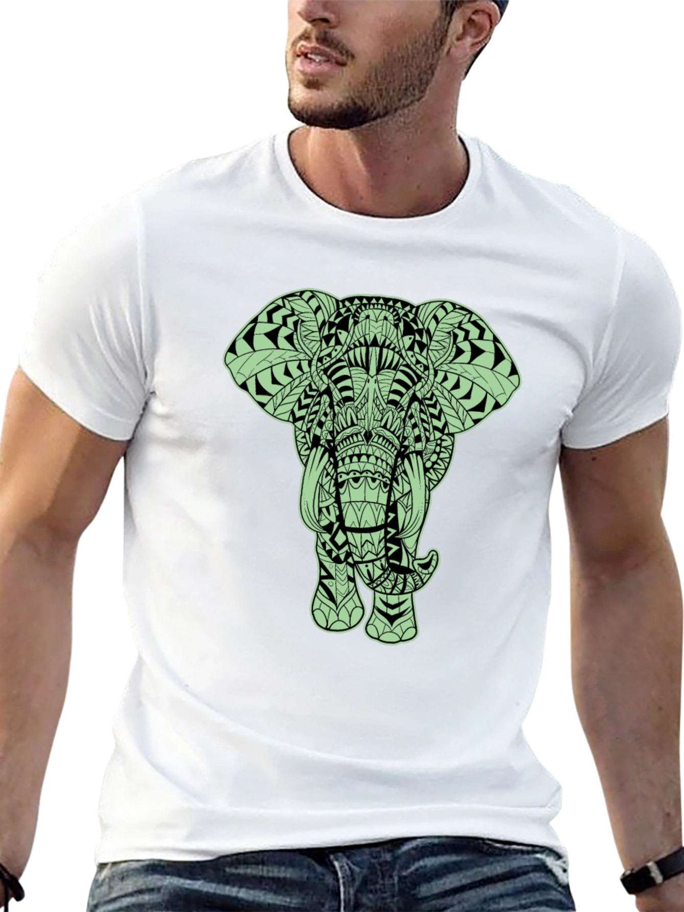 Elephant Graphic Tee - Black Crew Neck