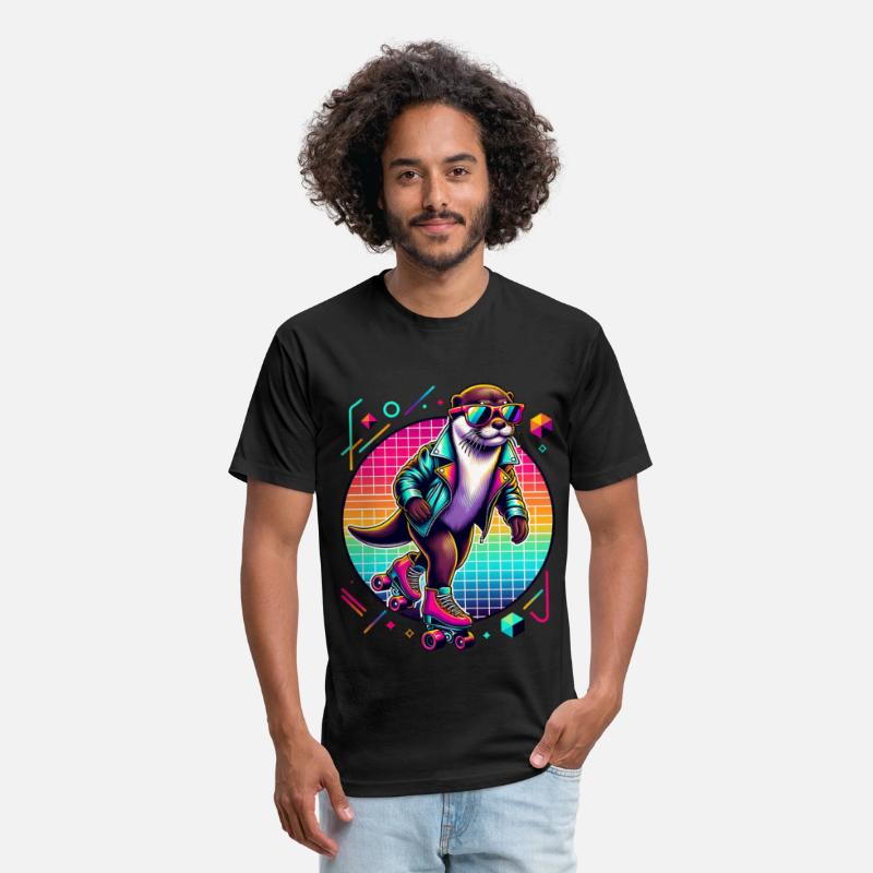 Retro Otter Skating in Style with Sunglasses