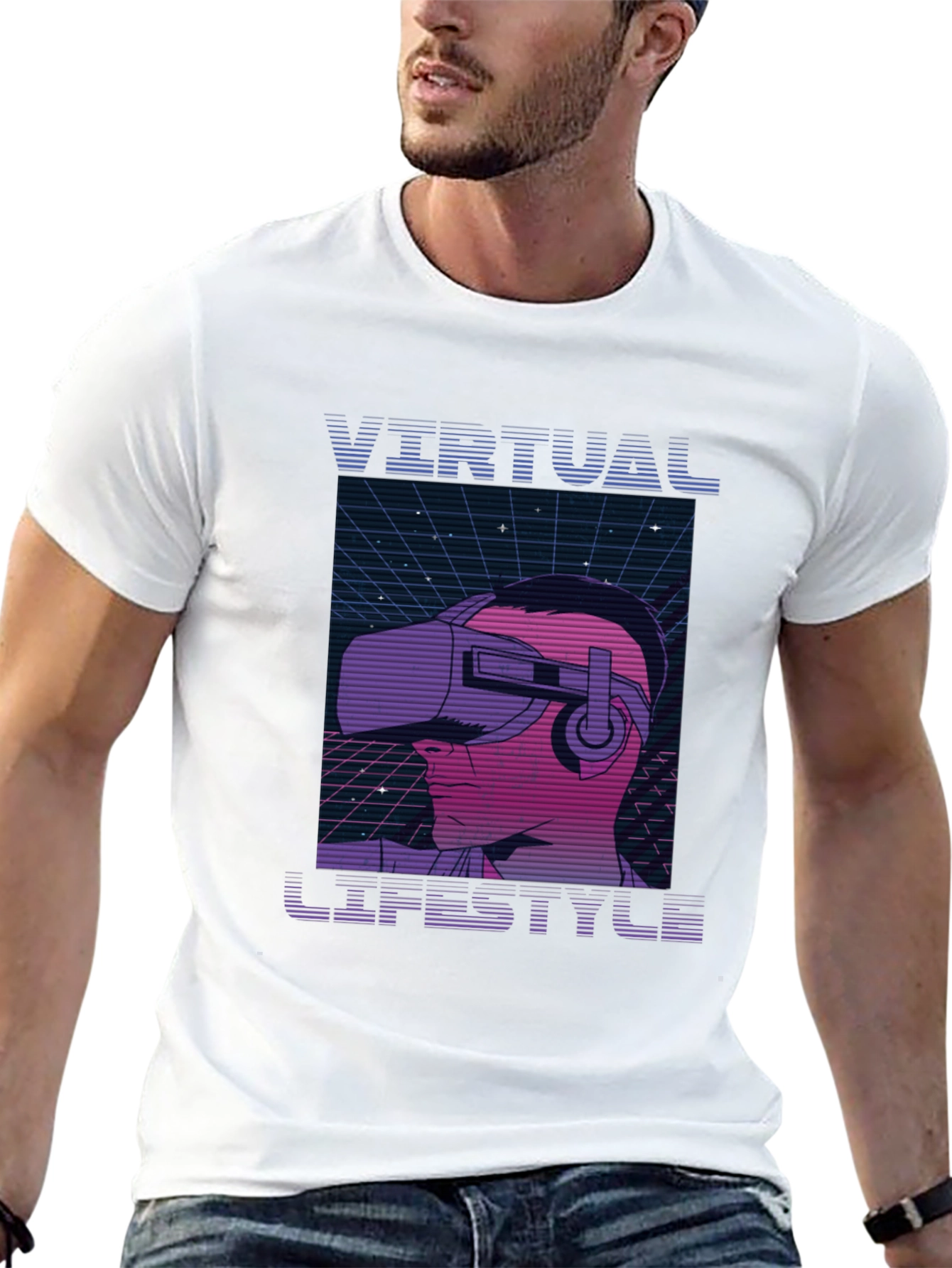 Virtual Lifestyle Black T-Shirt Retro VR Gaming