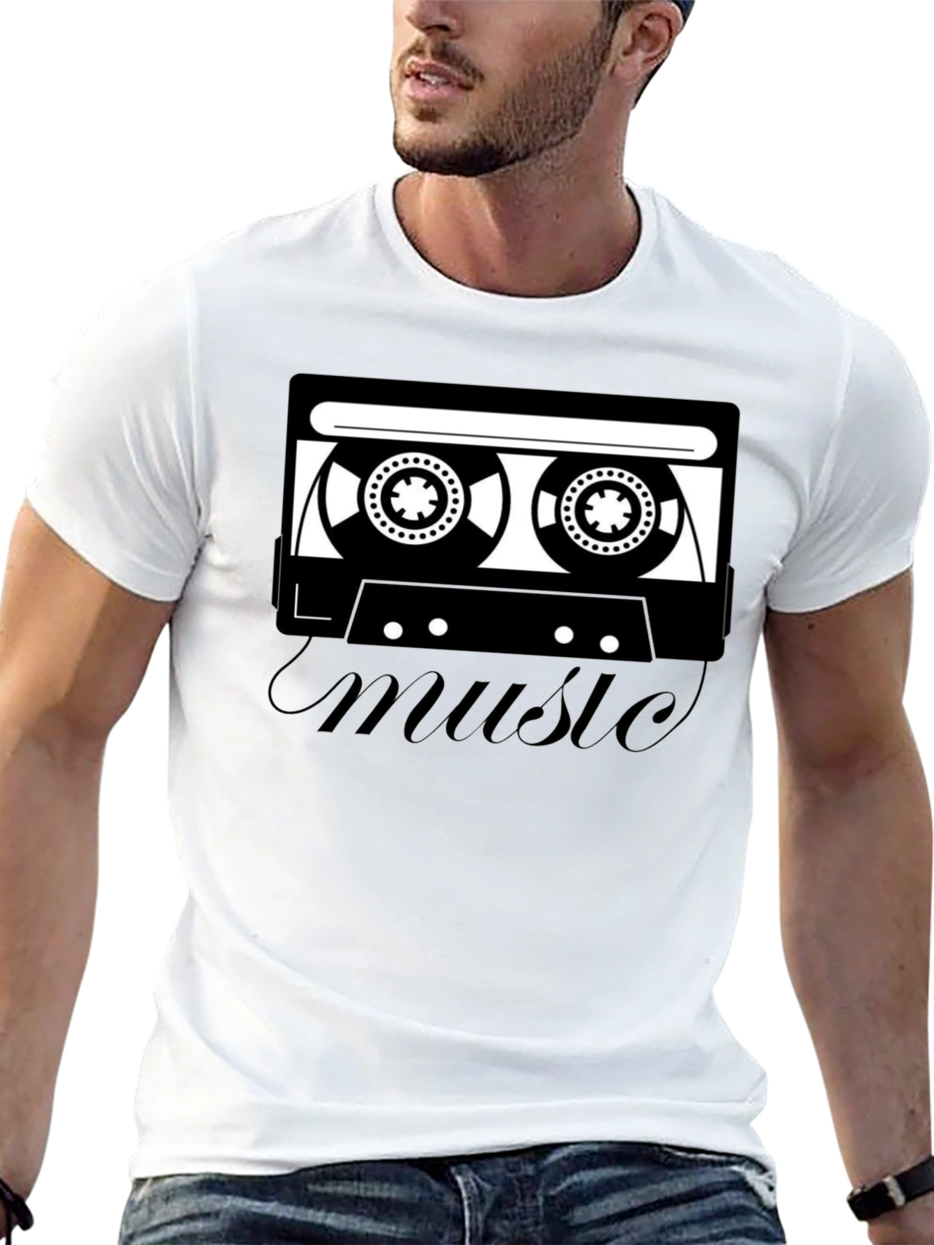 Retro Music Cassette T-Shirt - Black