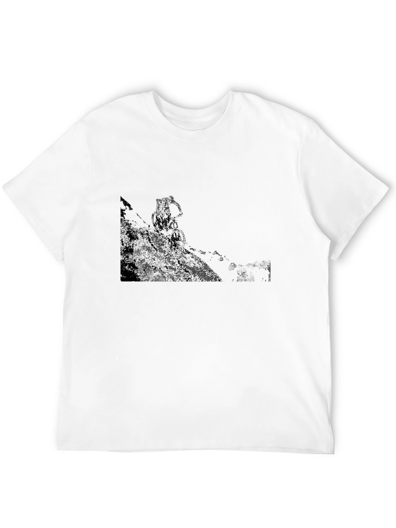Black T-Shirt with Abstract Mountain Bike Graphic
