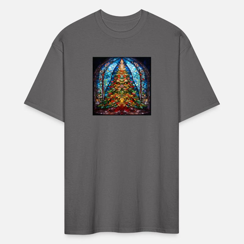 Stained Glass Window with Christmas Tree