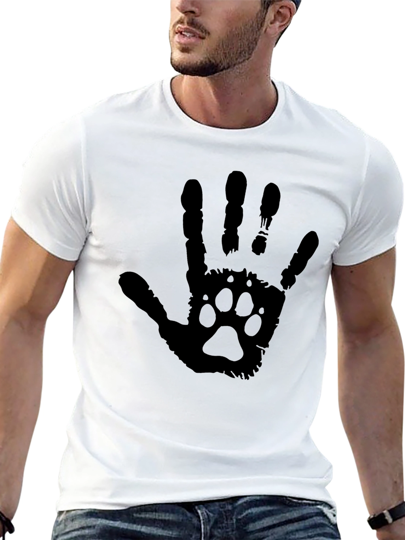 Paw Print Hand T-Shirt - Black
