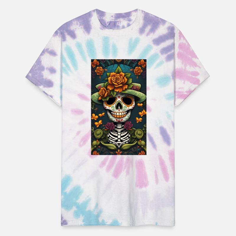 Sugar Skull Man In Good Luck Green With Flowers