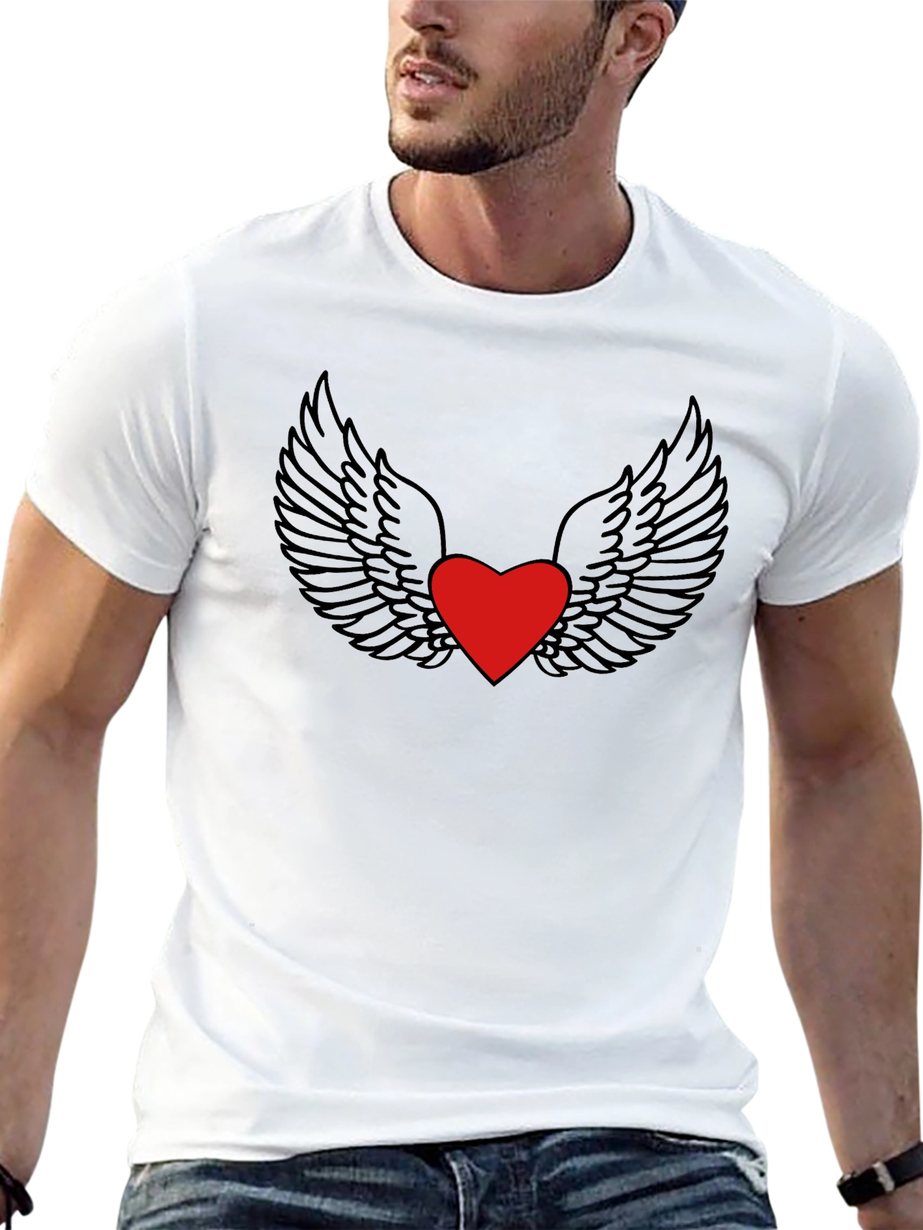 Winged Heart Graphic Tee - Black Casual Shirt