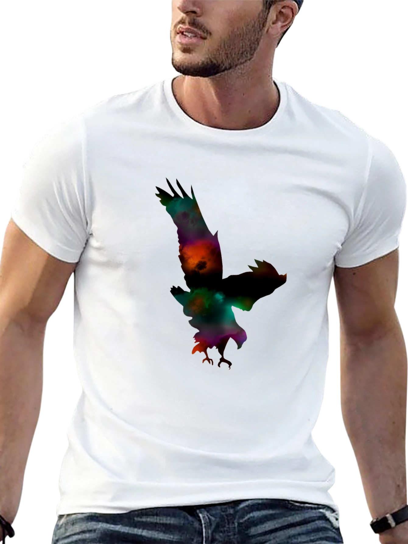 Mens Black Eagle Graphic Print T-Shirt