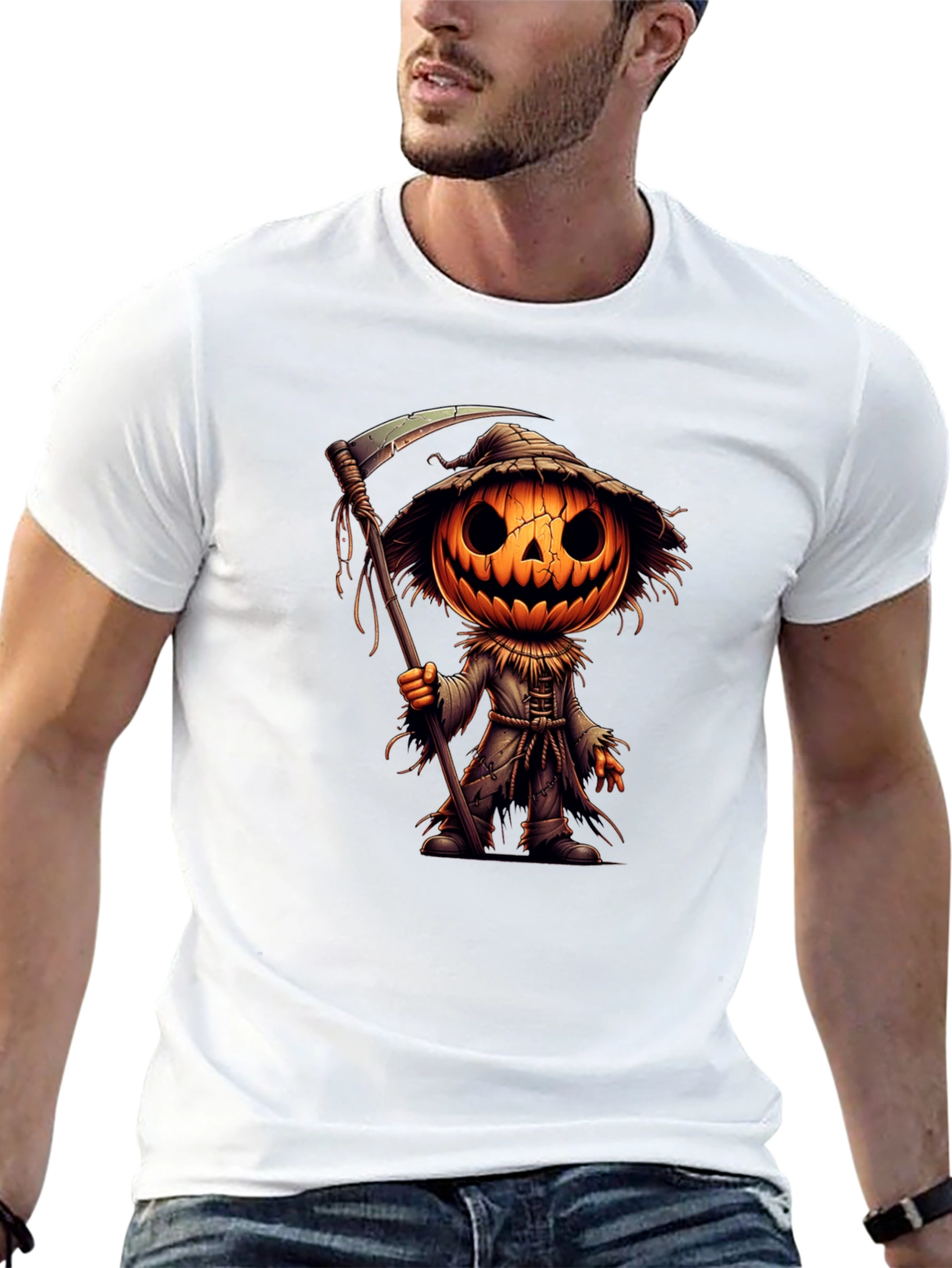 Halloween Pumpkin Scarecrow Graphic Tee
