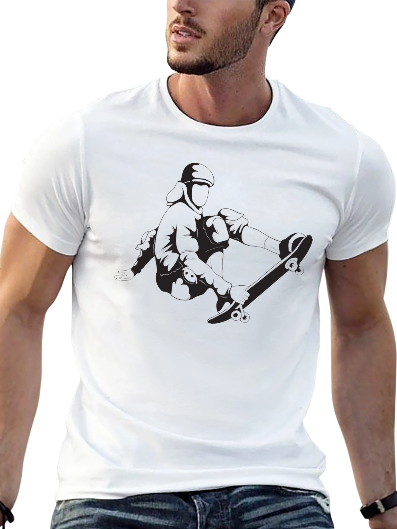 Skateboarder Graphic Black T-Shirt