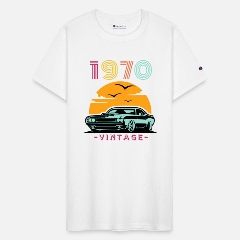 Vintage Retro Sunset Muscle Car 1970s Nostalgia