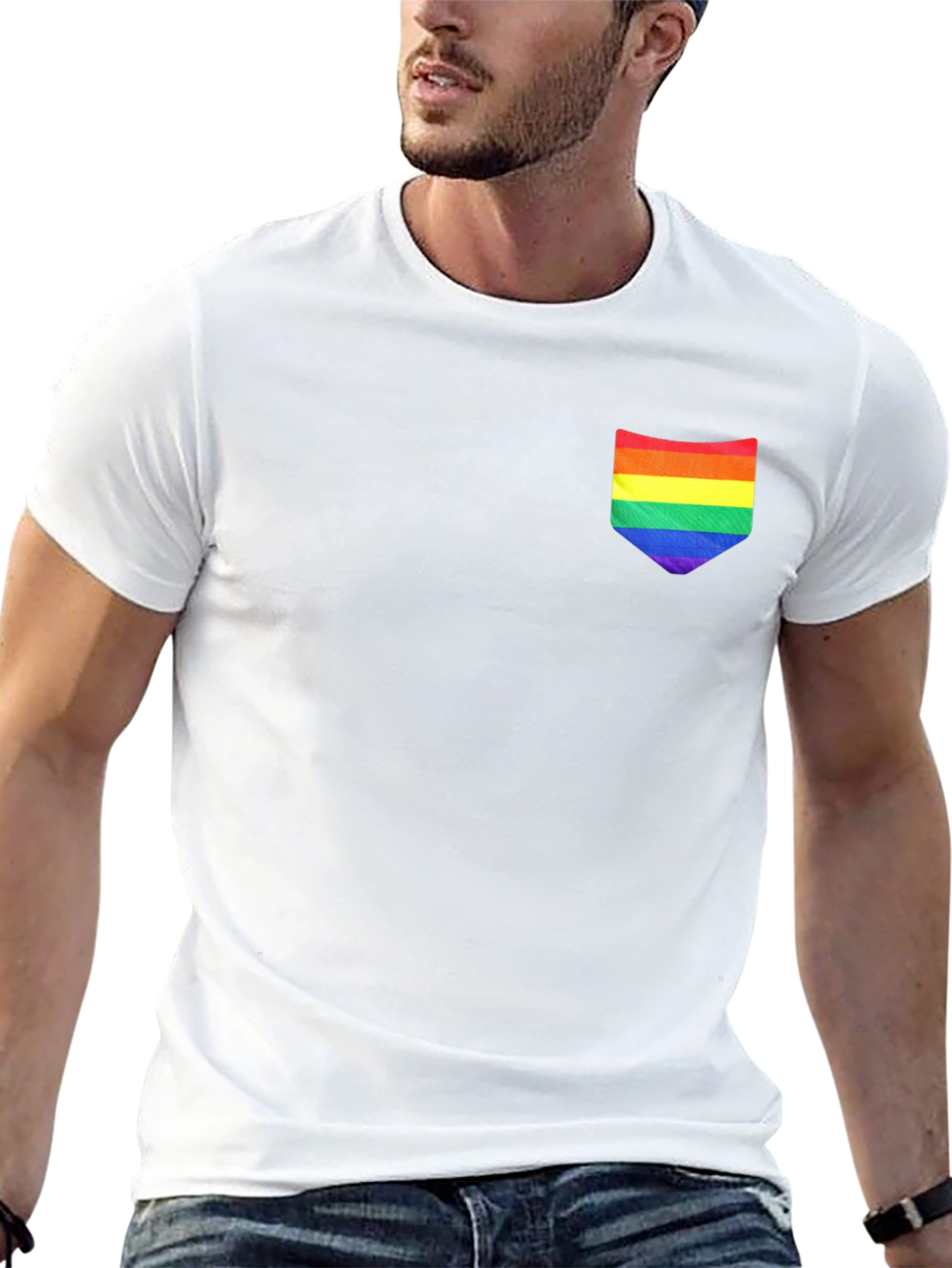 Rainbow Pocket Black Tee