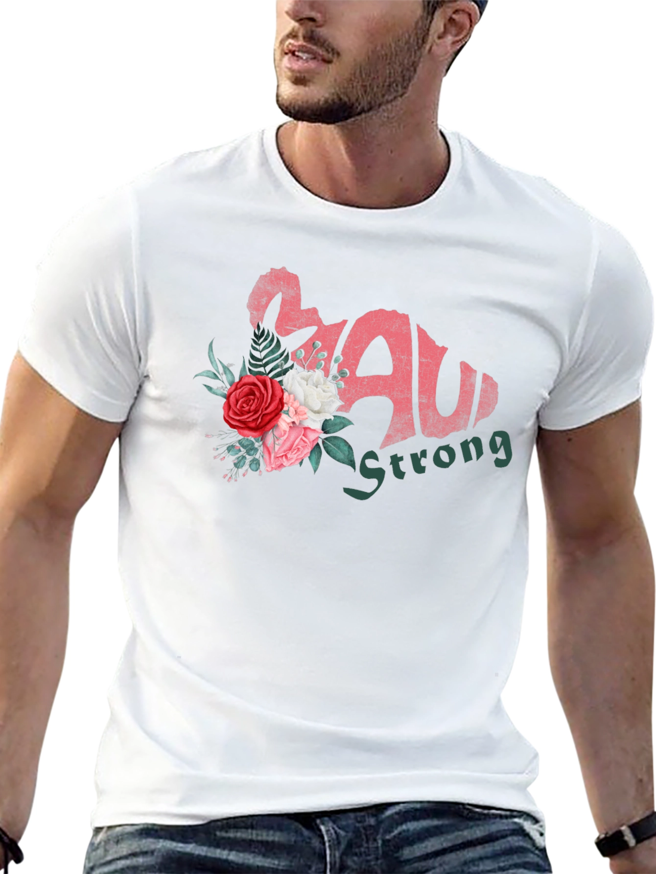 Maui Strong Floral Black T-Shirt