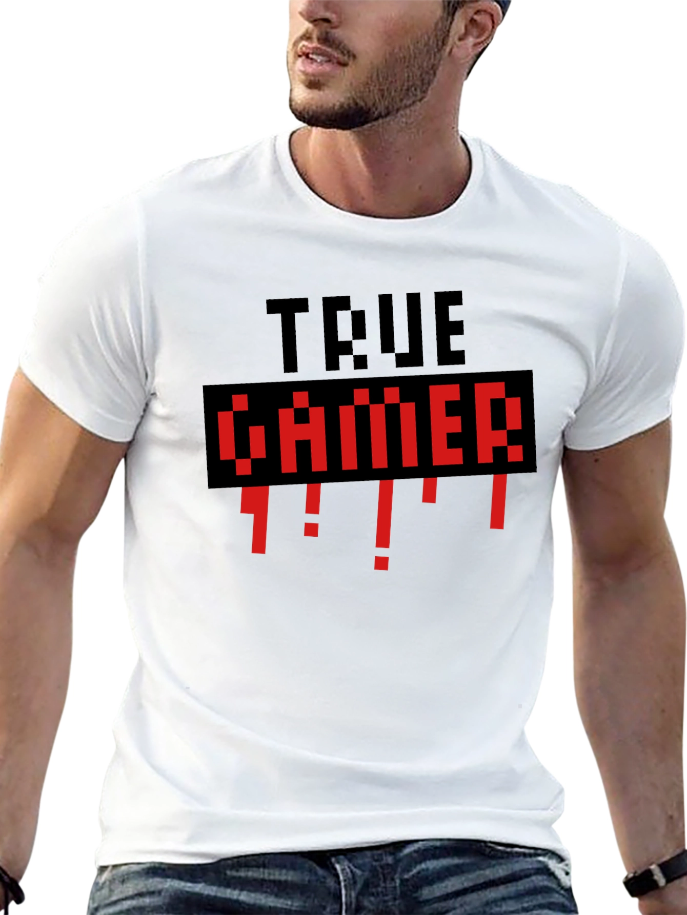 True Gamer Black T-Shirt - Retro Pixel Style