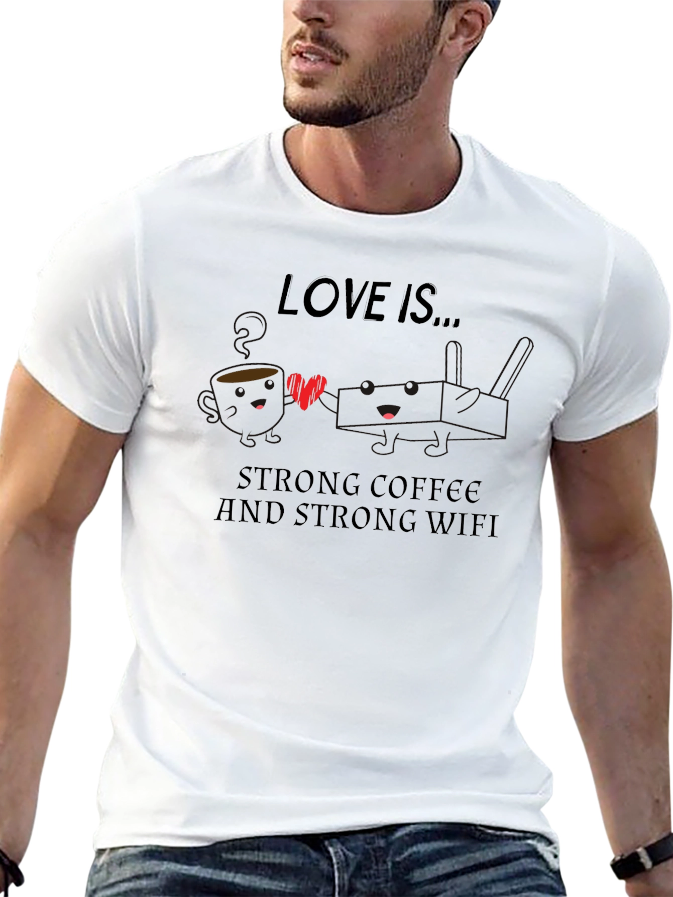 Love Is... Coffee & WiFi Graphic T-Shirt