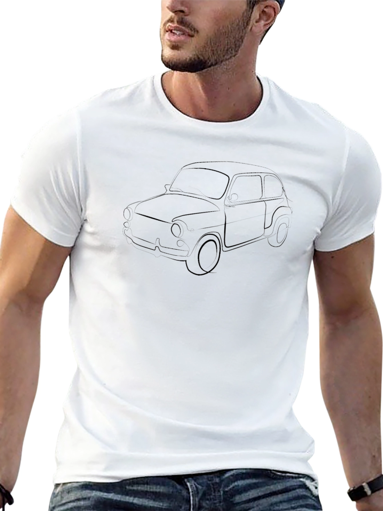 Classic Car Outline Black T-Shirt