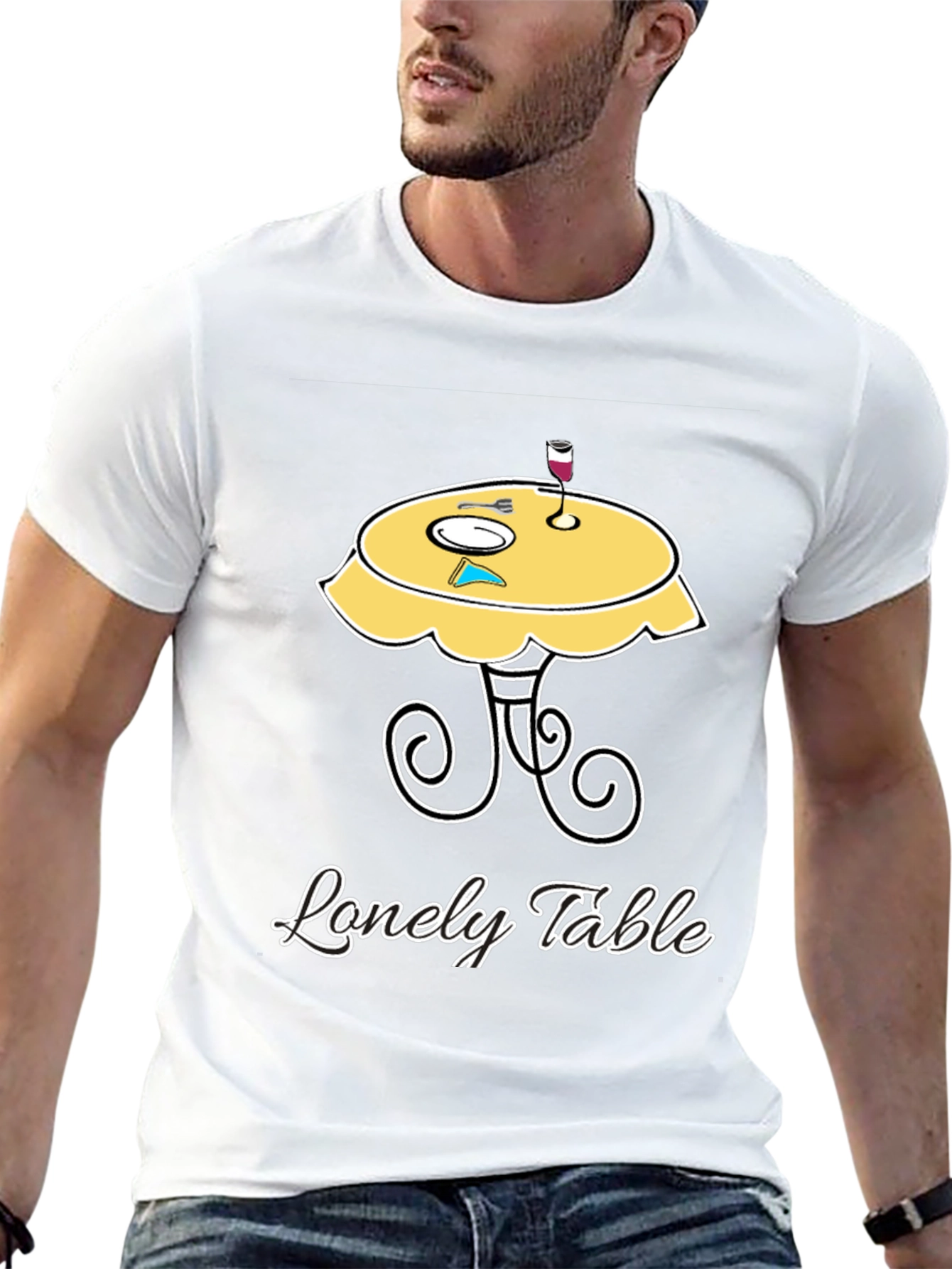 Lonely Table Graphic Tee - Black Cotton T-Shirt