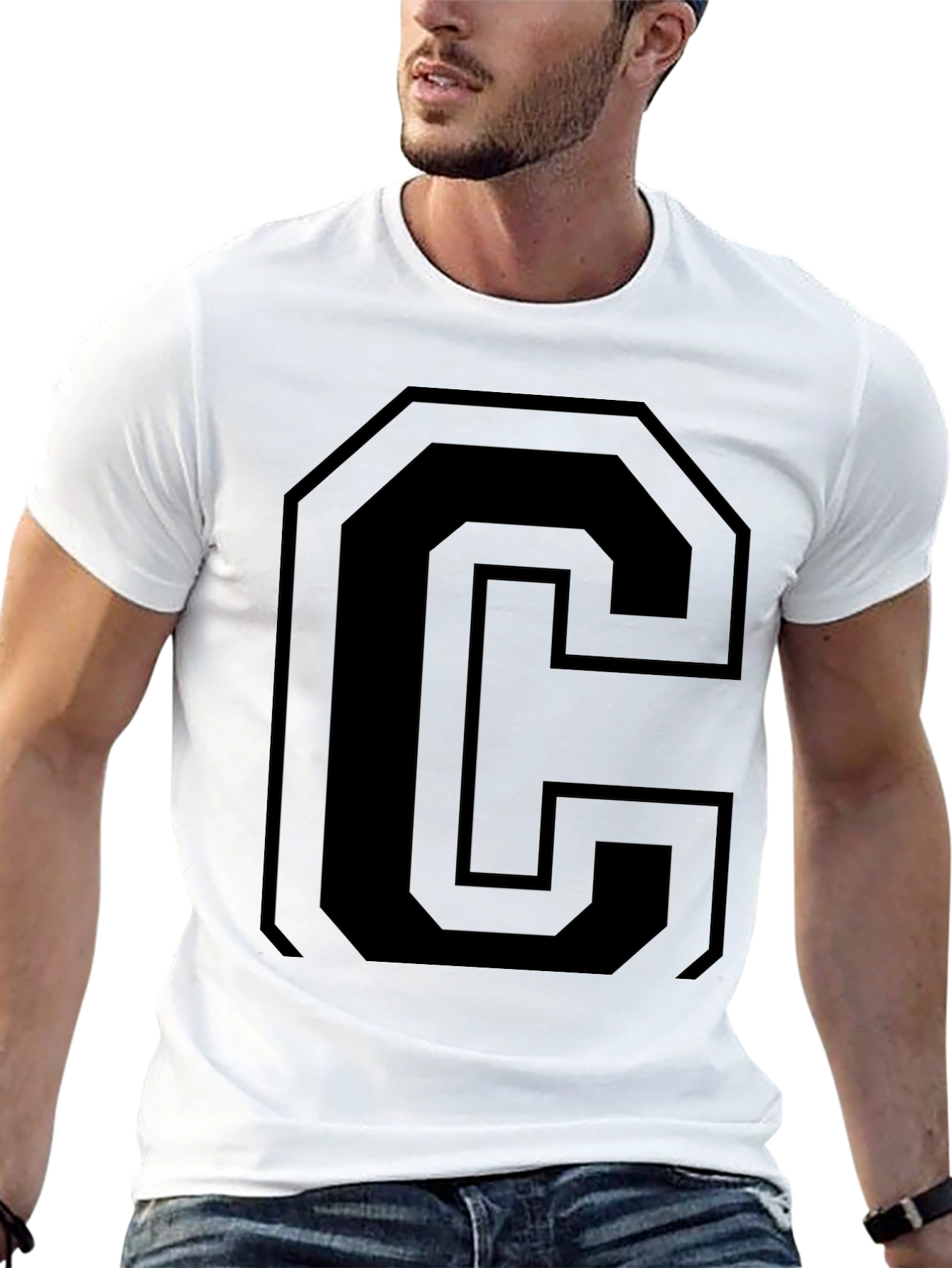 Bold Letter C Graphic Tee - Black