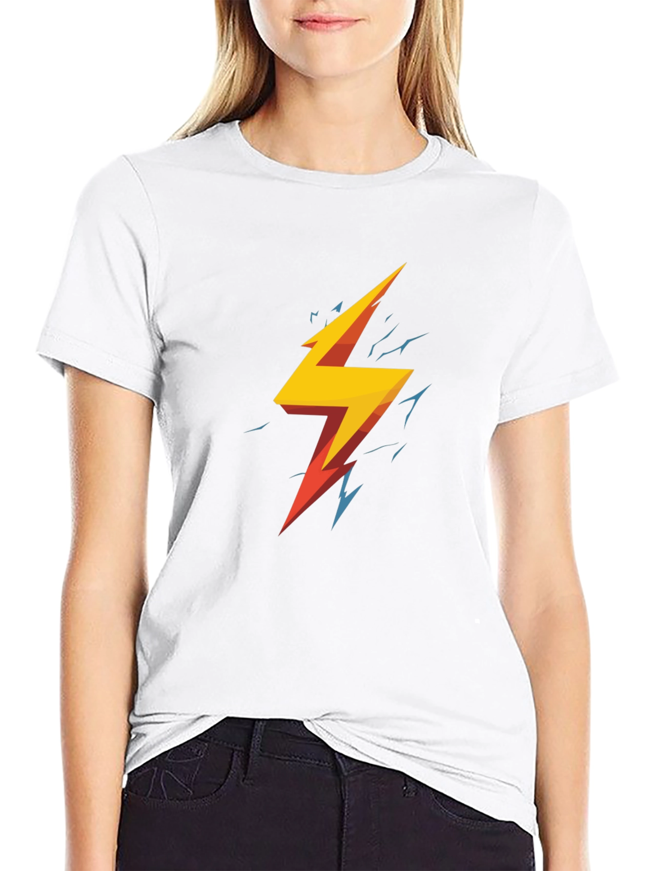 Lightning Bolt Graphic Tee - Stylish Black T-Shirt