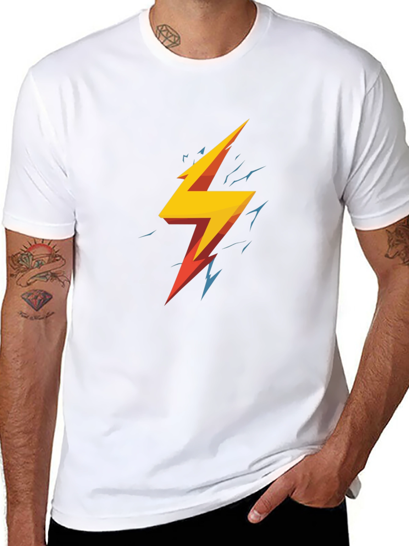 Lightning Bolt Graphic Tee - Stylish Black T-Shirt
