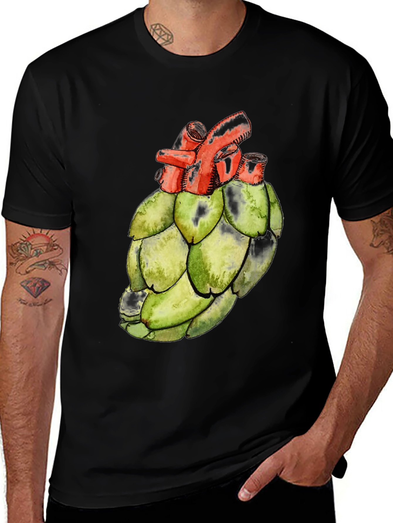 Anatomical Artichoke Heart Black Tee