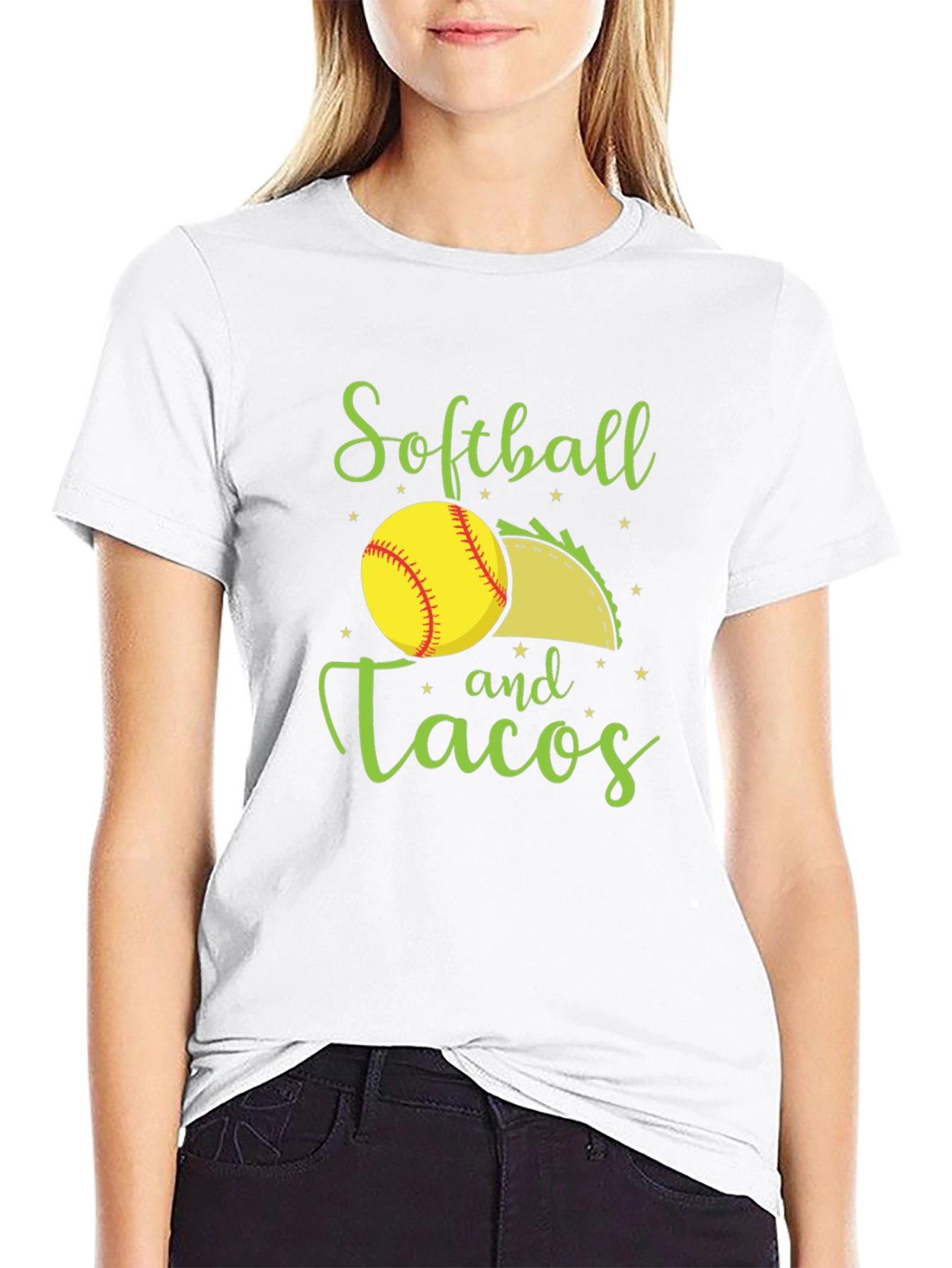 Softball and Tacos Black T-Shirt