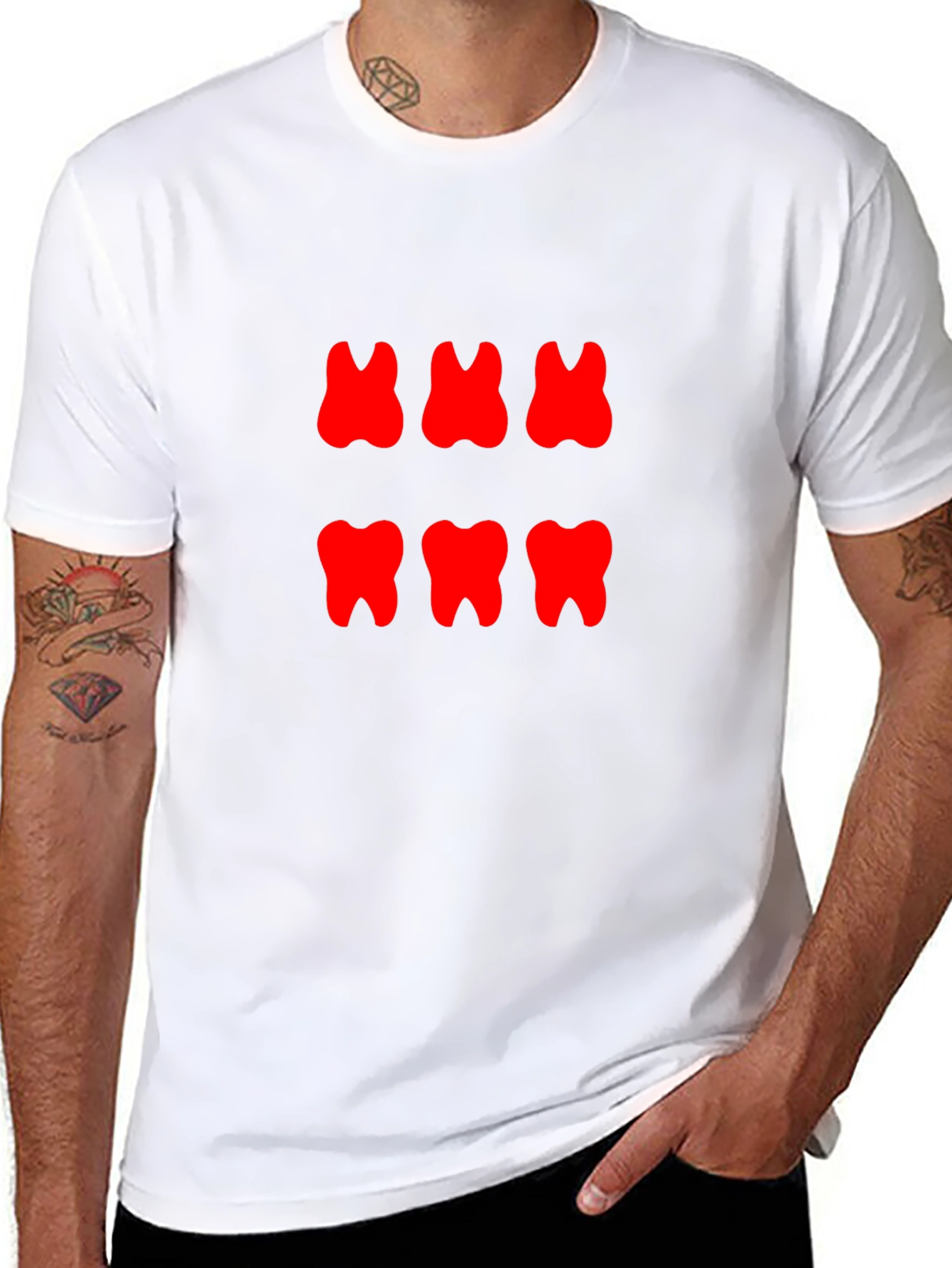 Red Teeth Graphic Print Black T-Shirt