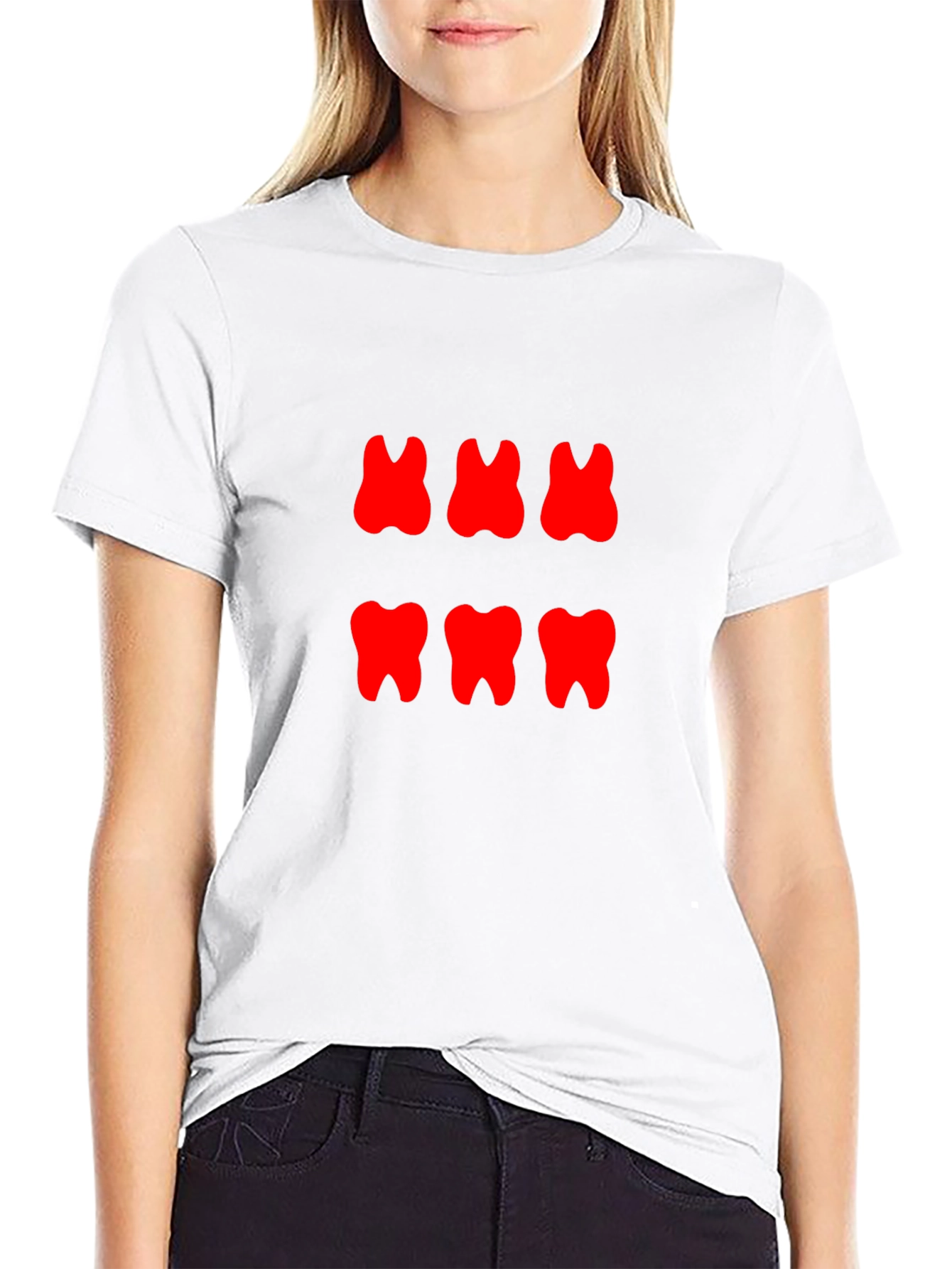 Red Teeth Graphic Print Black T-Shirt