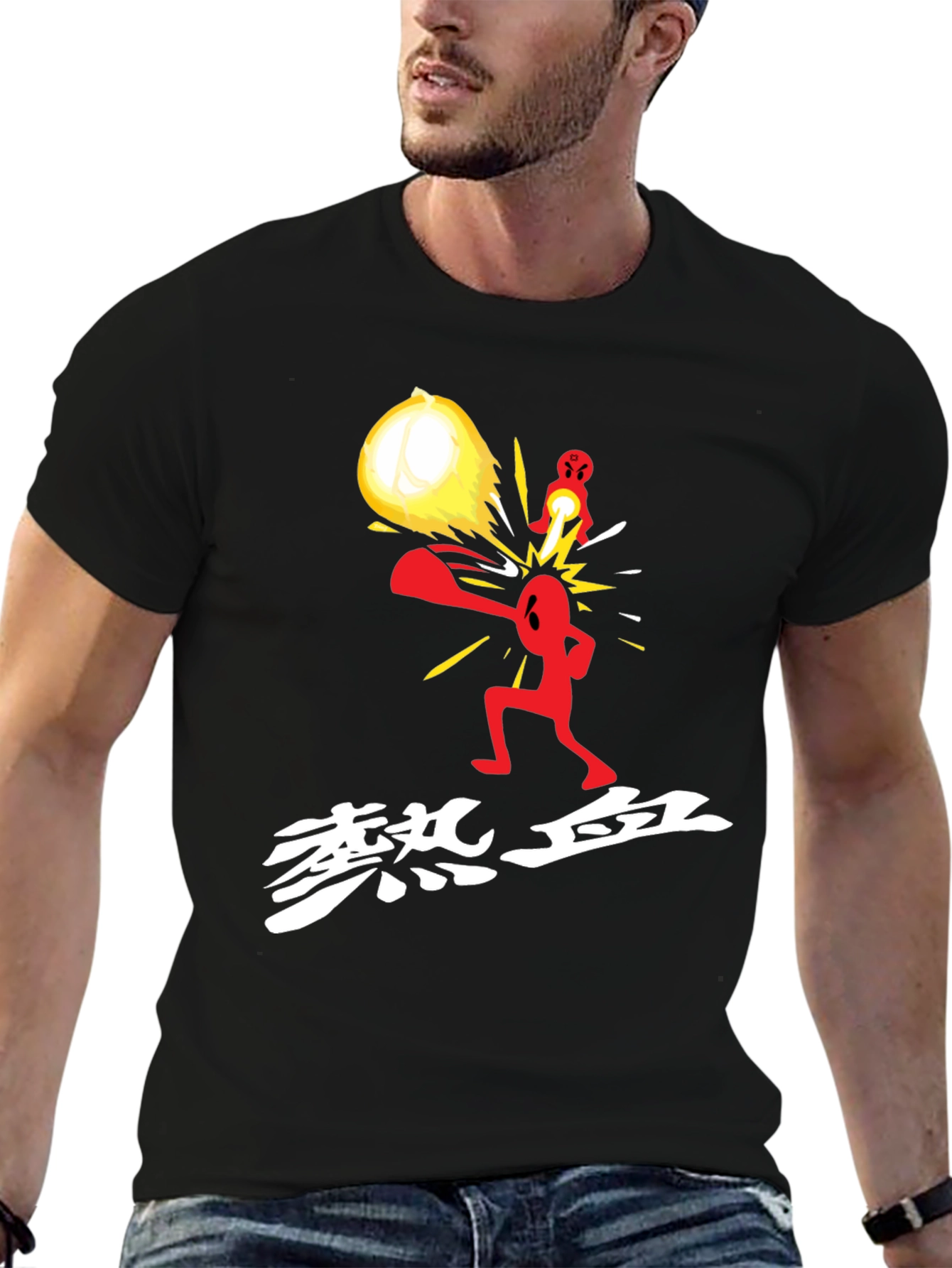 Novelty Graphic Print Black T-Shirt