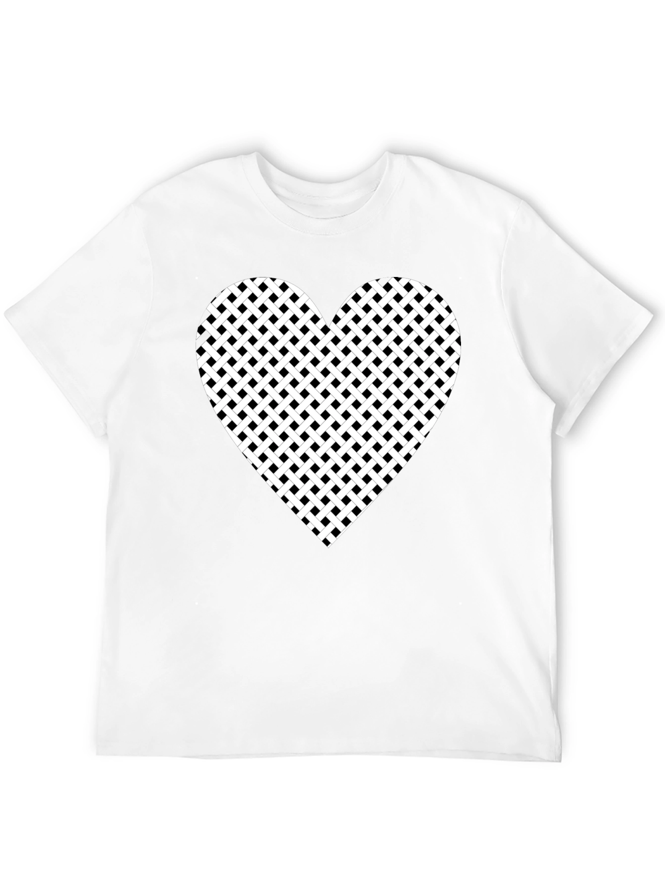 Black T-Shirt with Woven Heart Design