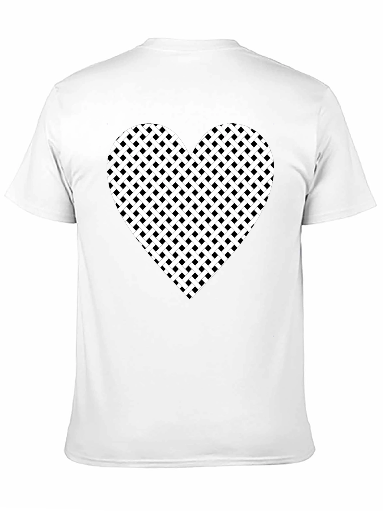 Black T-Shirt with Woven Heart Design