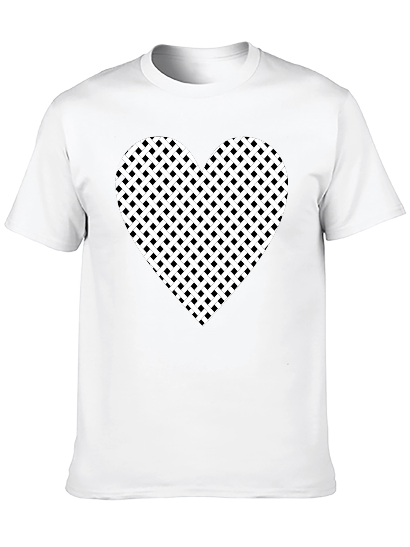 Black T-Shirt with Woven Heart Design