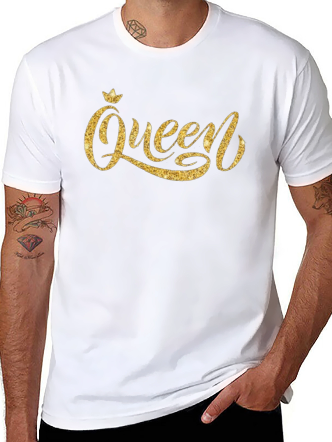 Queen Glitter Graphic Black T-Shirt