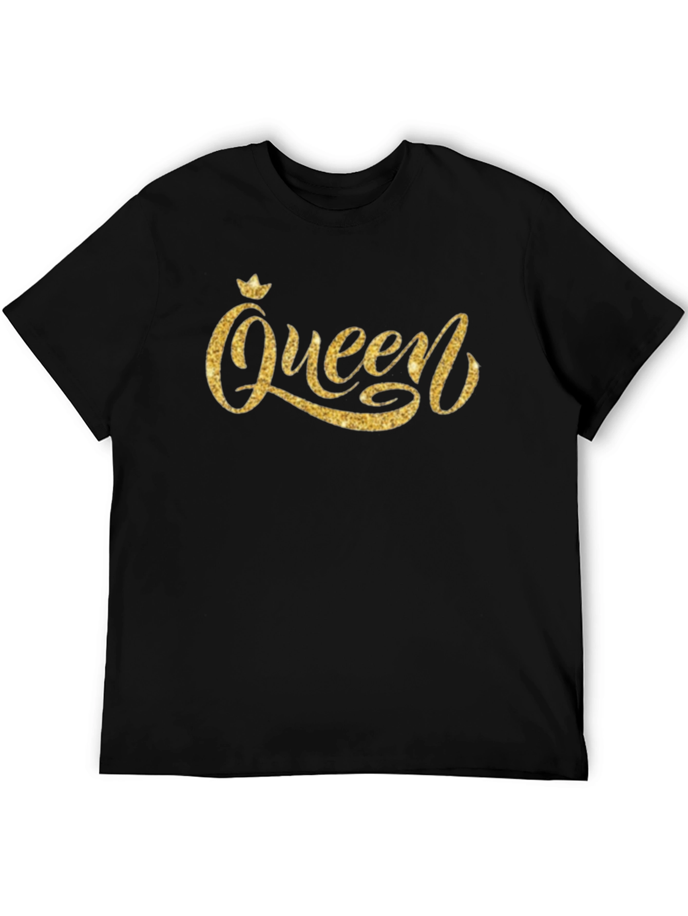 Queen Glitter Graphic Black T-Shirt