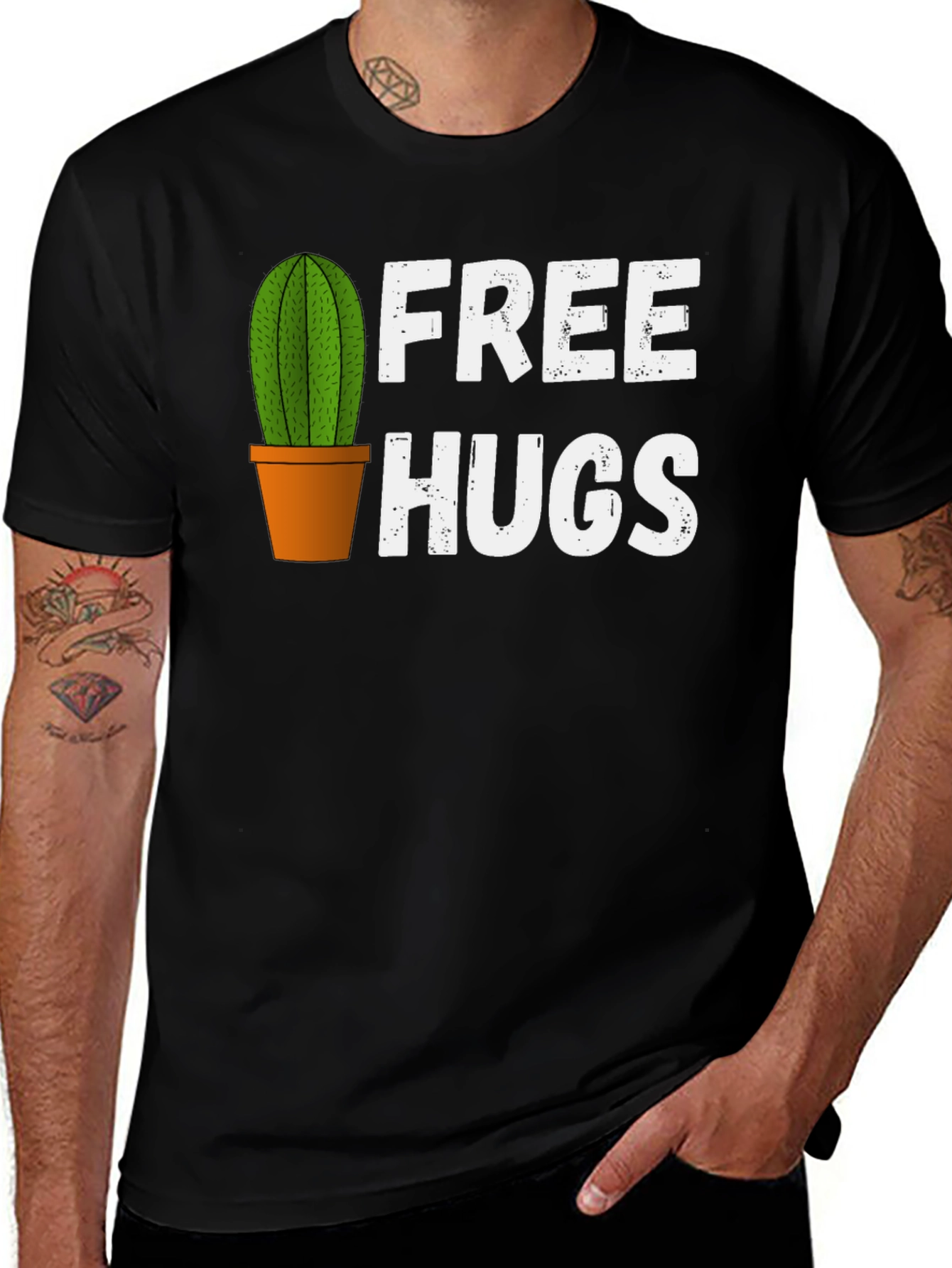 Funny Cactus Free Hugs Graphic T-Shirt