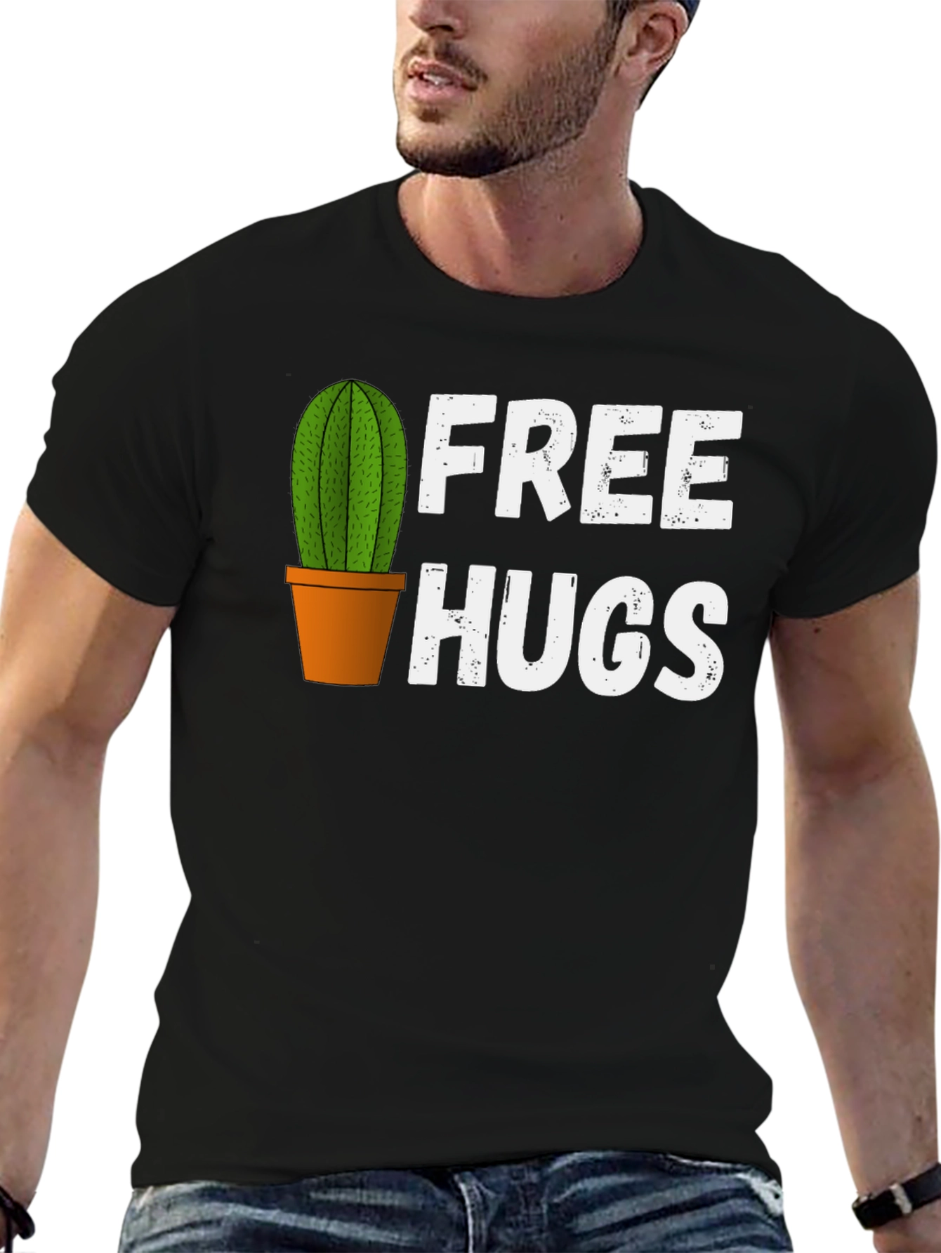 Funny Cactus Free Hugs Graphic T-Shirt