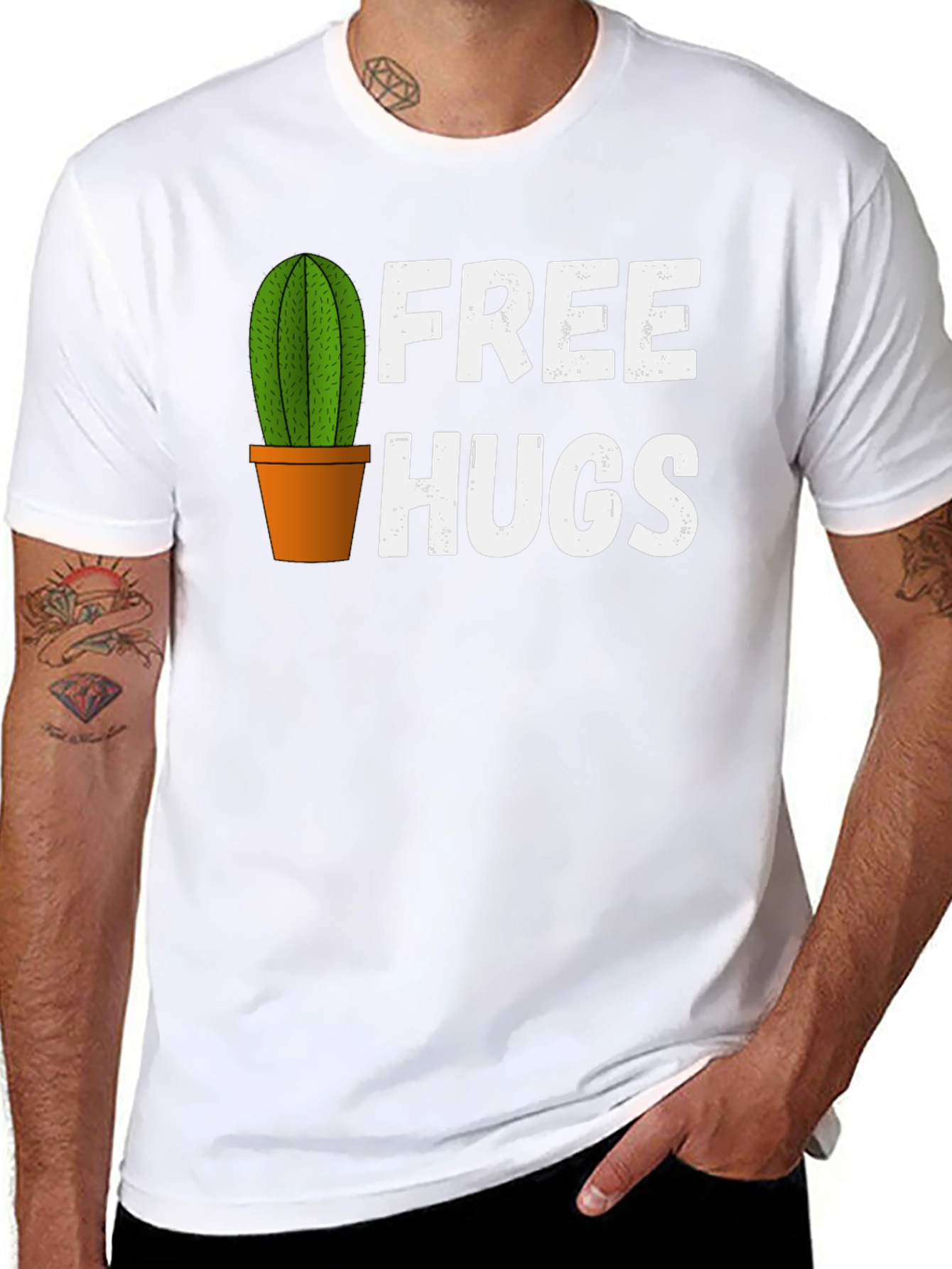 Funny Cactus Free Hugs Graphic T-Shirt