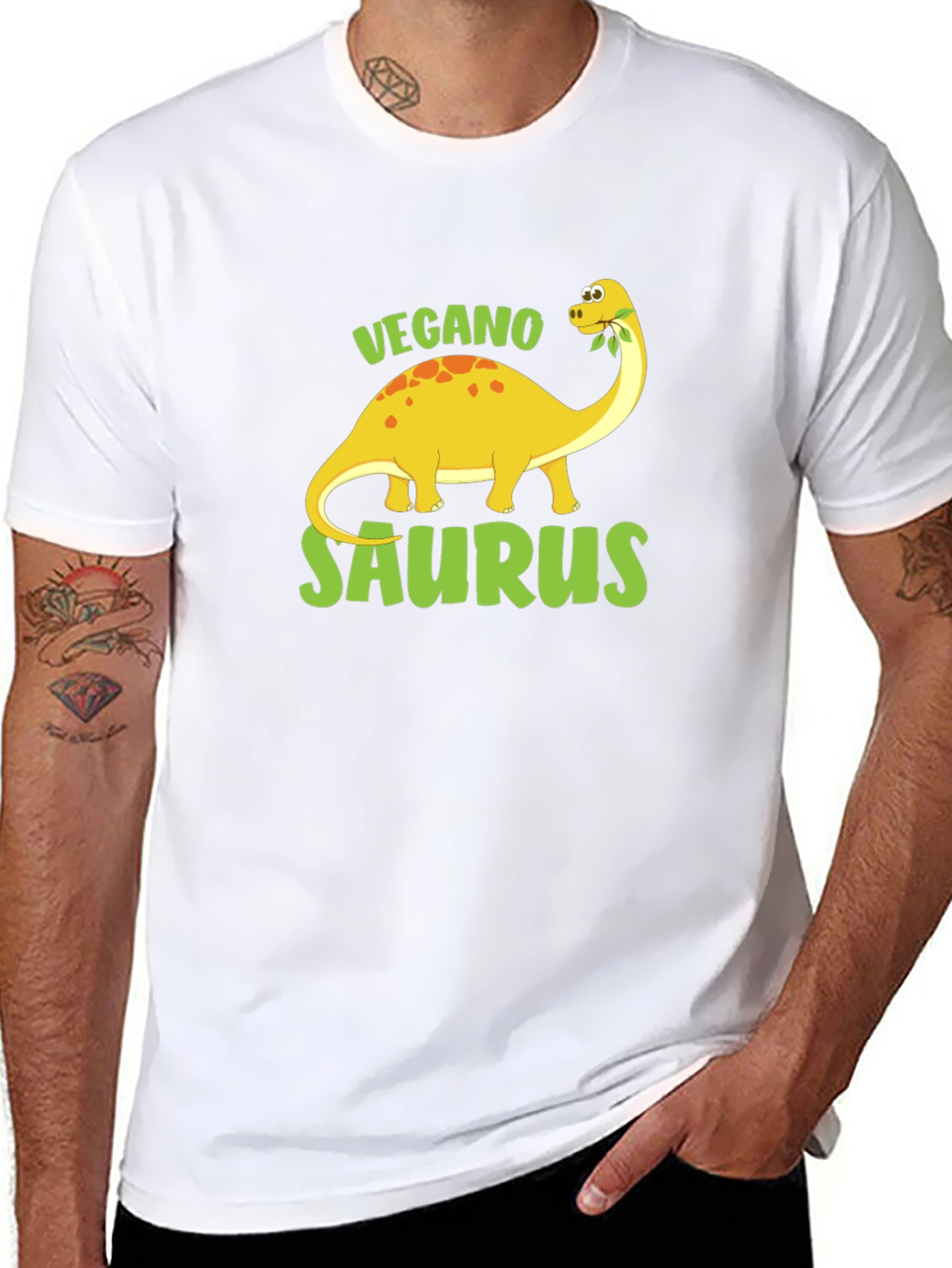 Vegano Saurus Black T-Shirt - Vegan Dinosaur Tee