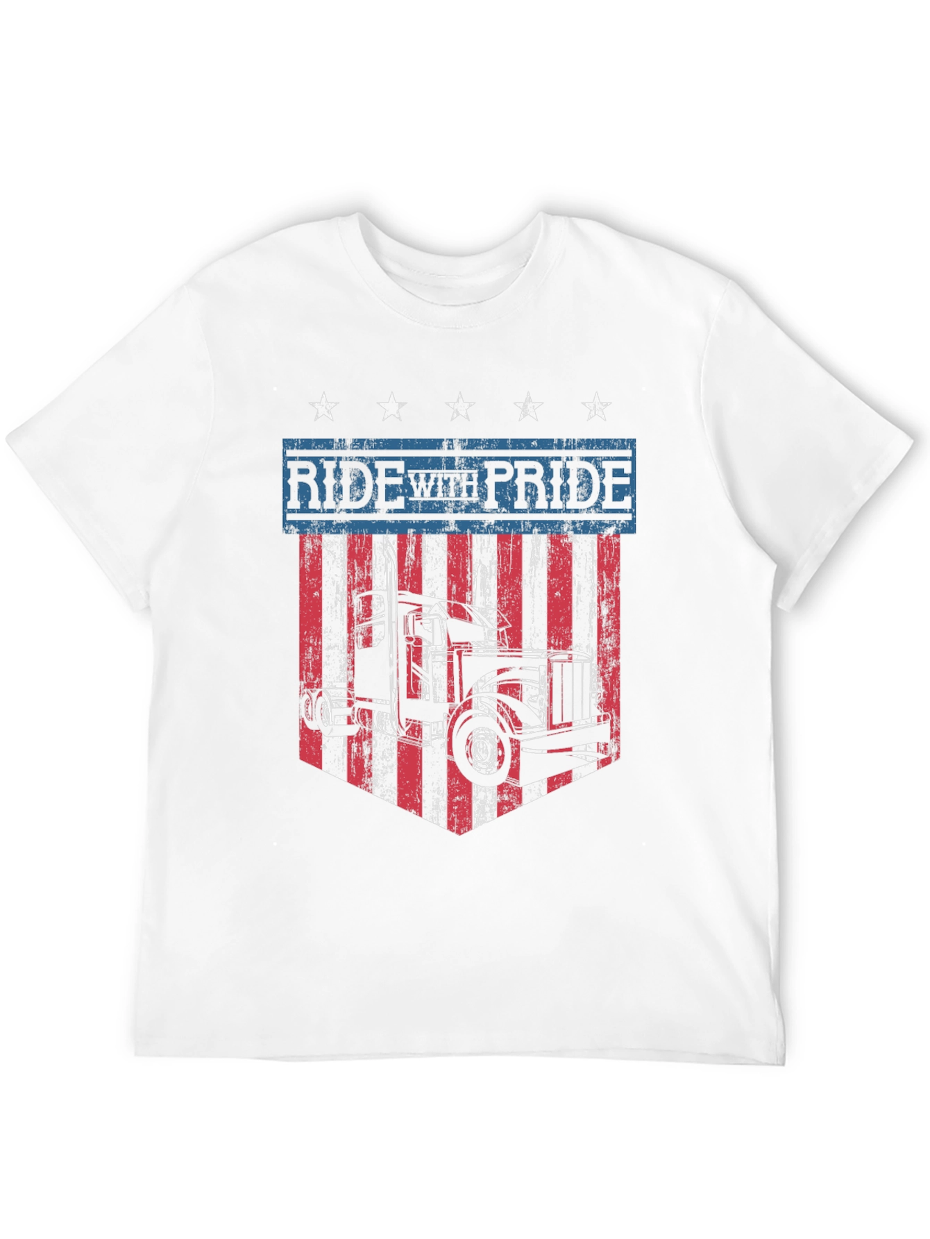 Ride with Pride Trucker T-Shirt Patriotic USA Flag