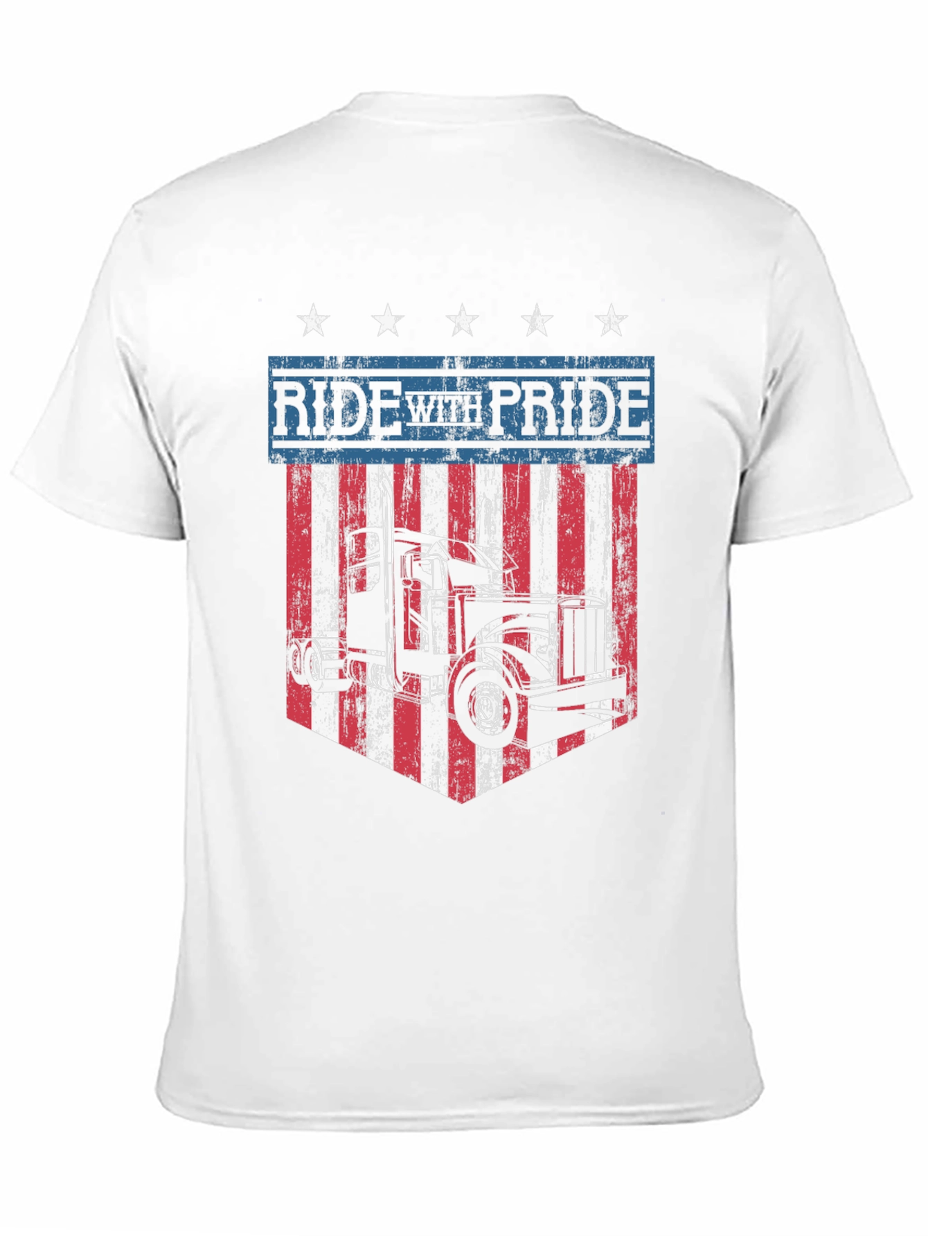 Ride with Pride Trucker T-Shirt Patriotic USA Flag