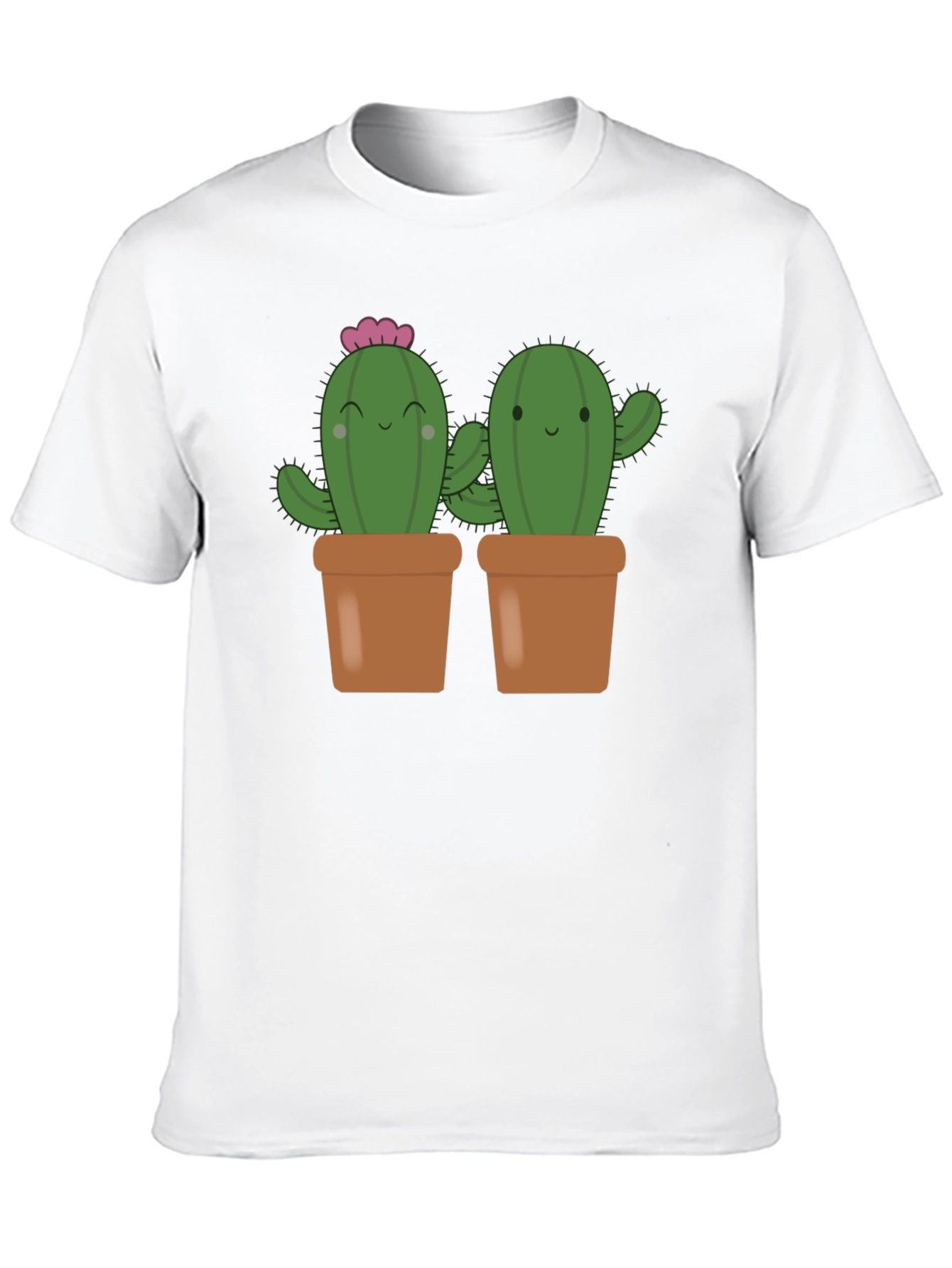 Cute Cactus in Pots Black T-Shirt