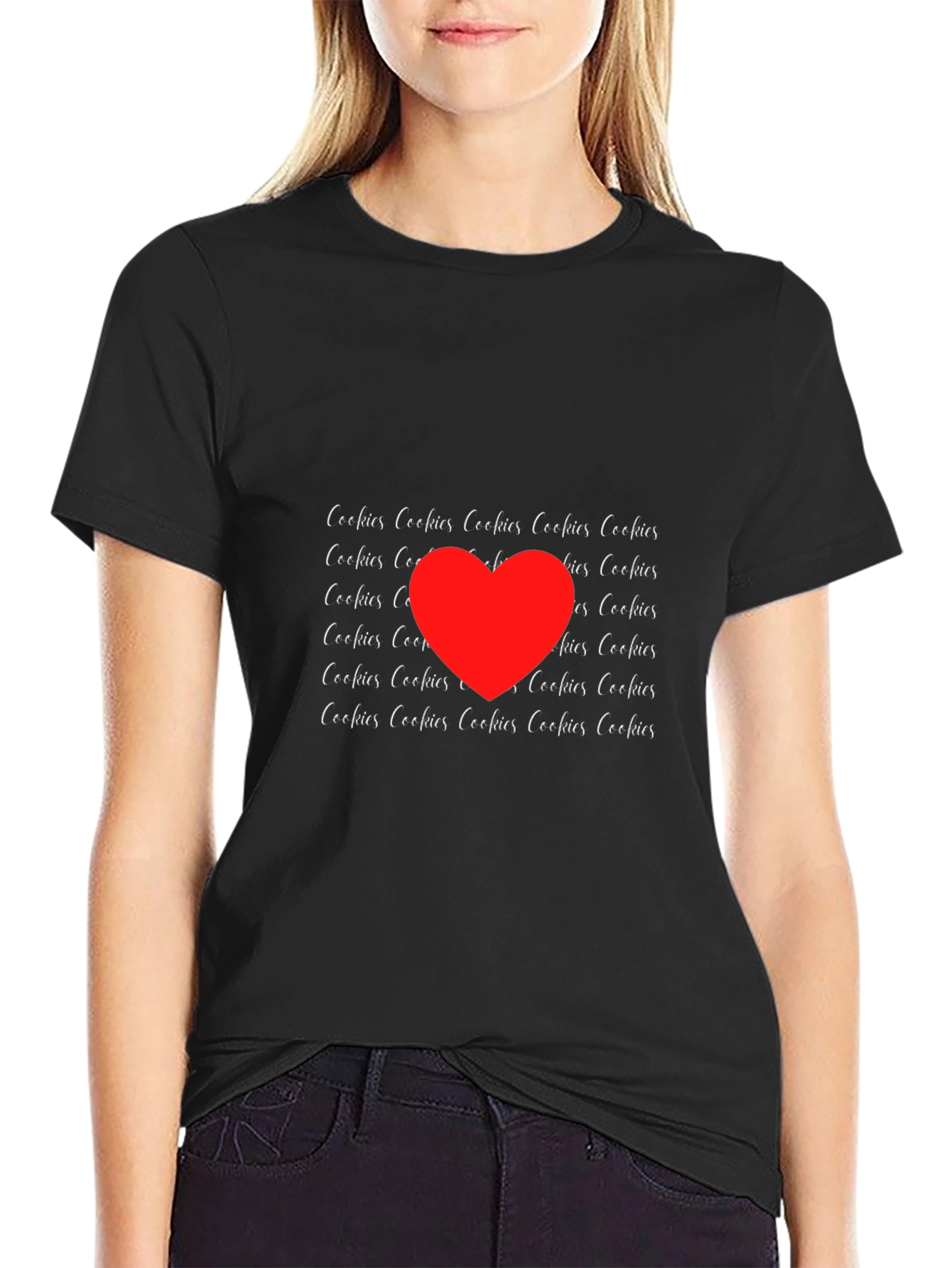 Cookies Love T-Shirt - Black Crew Neck Tee