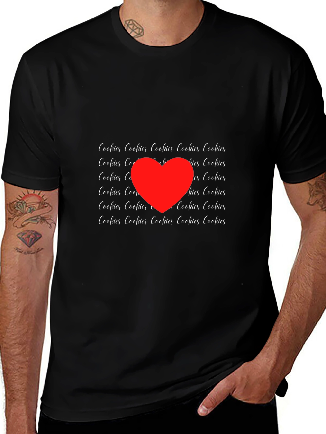 Cookies Love T-Shirt - Black Crew Neck Tee