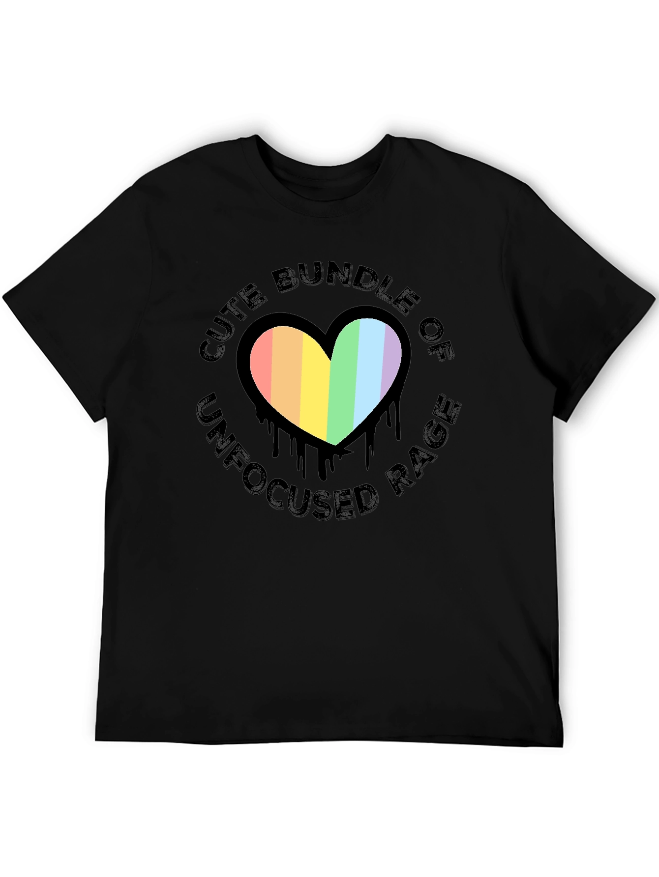 Cute Bundle of Unfocused Rage T-Shirt - Rainbow Heart