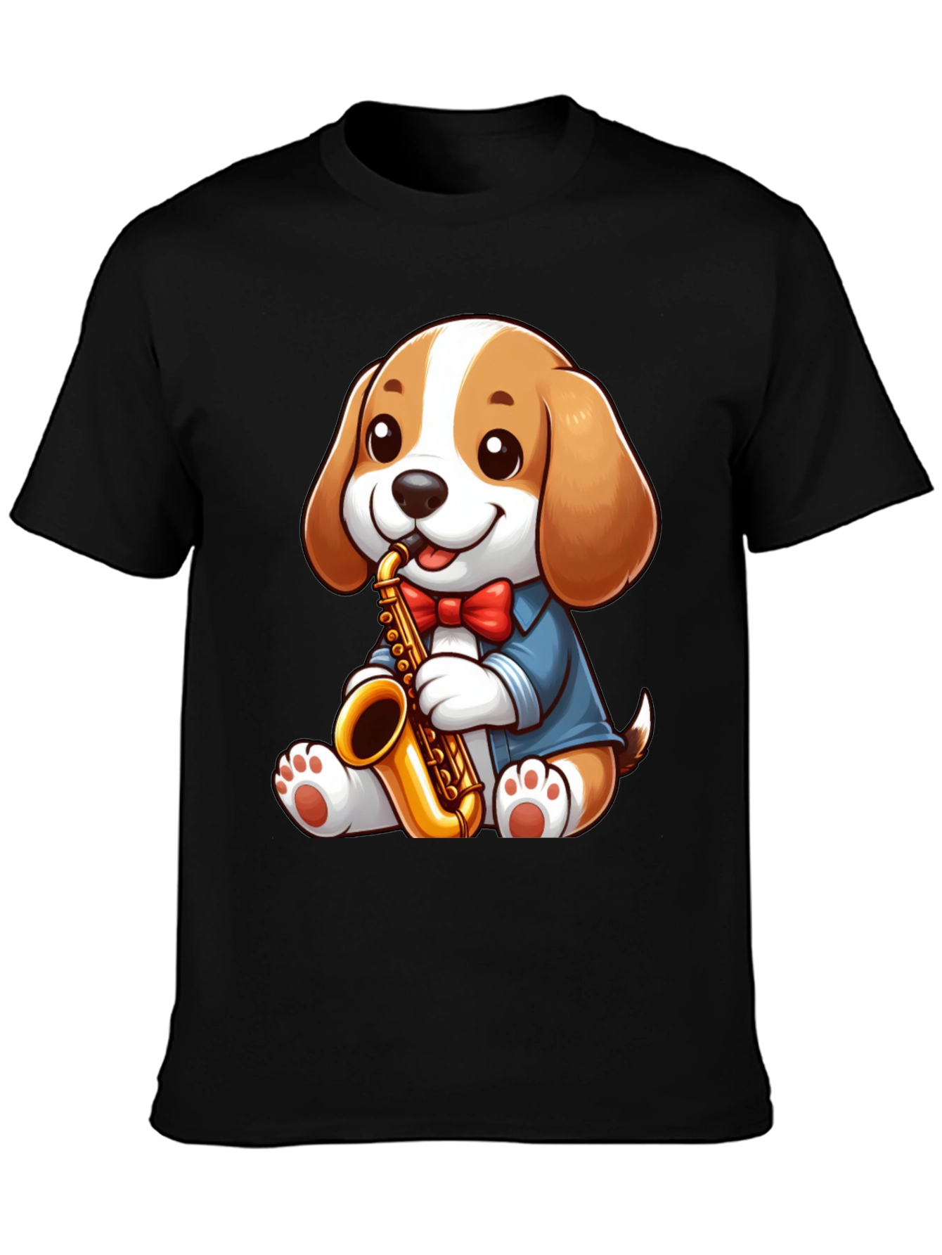 Cute Dog Saxophone T-Shirt - Music Lover Tee