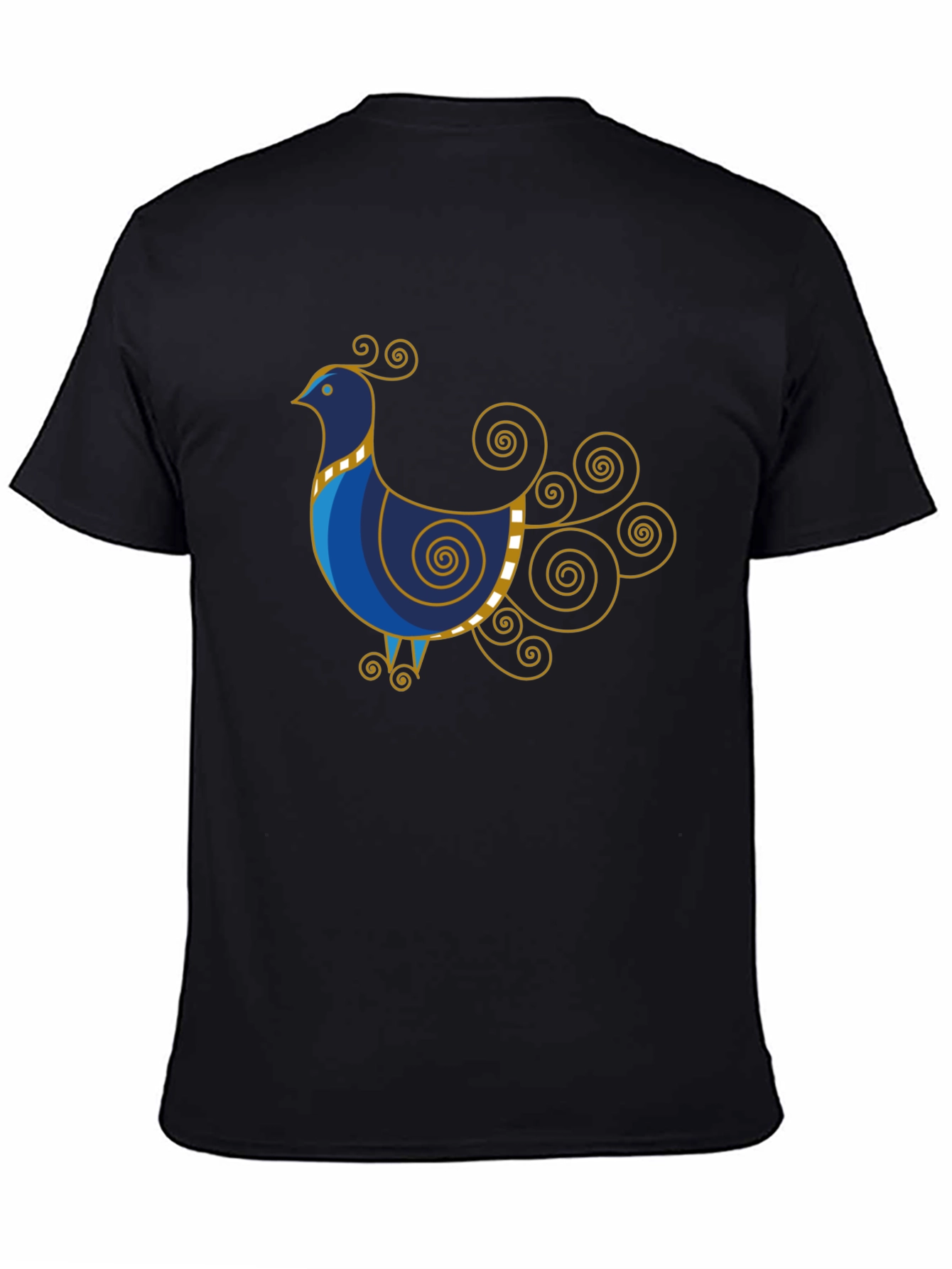 Stylized Bird Graphic Tee - Black